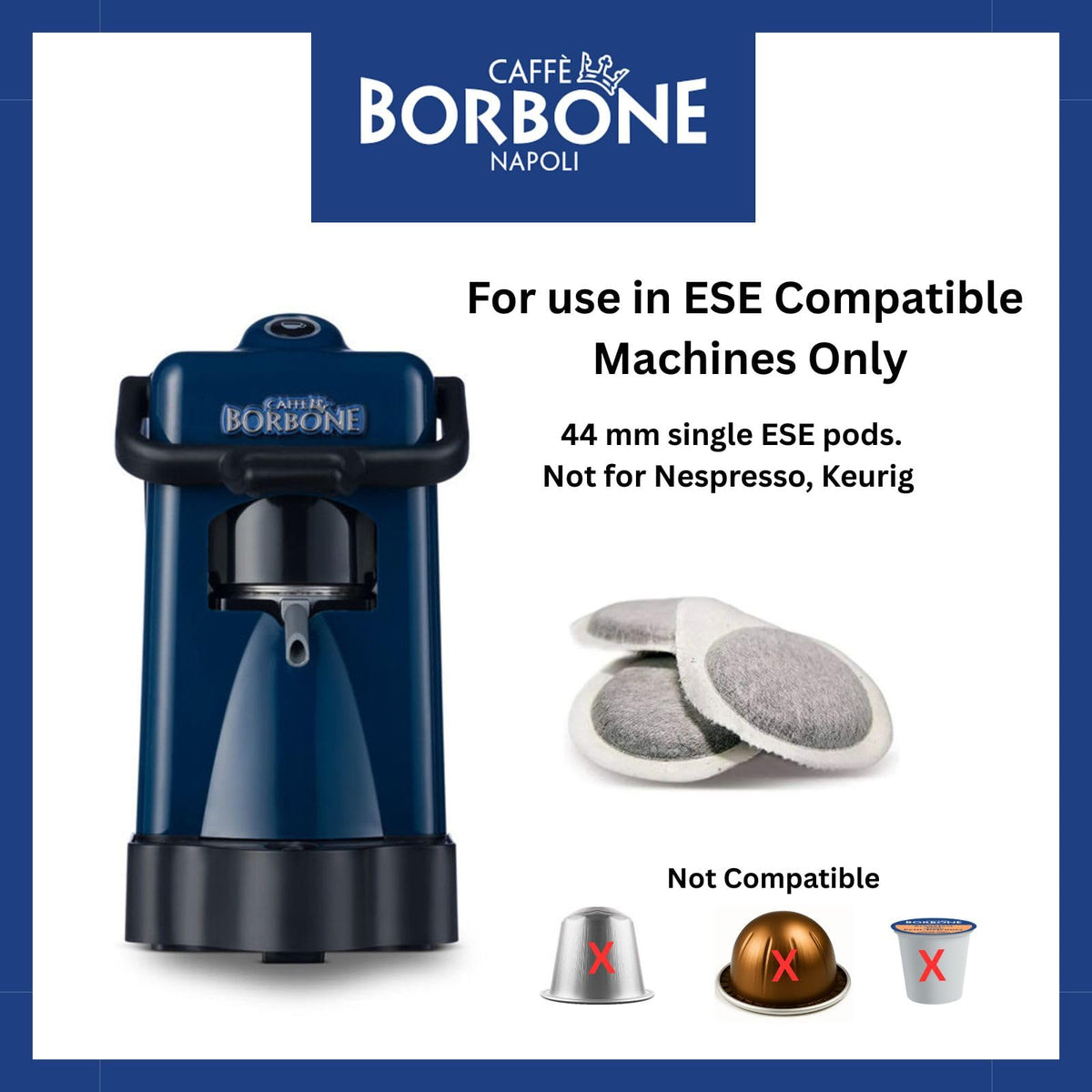 Caffè Borbone Espresso Pods – Miscela Rossa Red Blend, Dark Roast, 50 ESE Pods