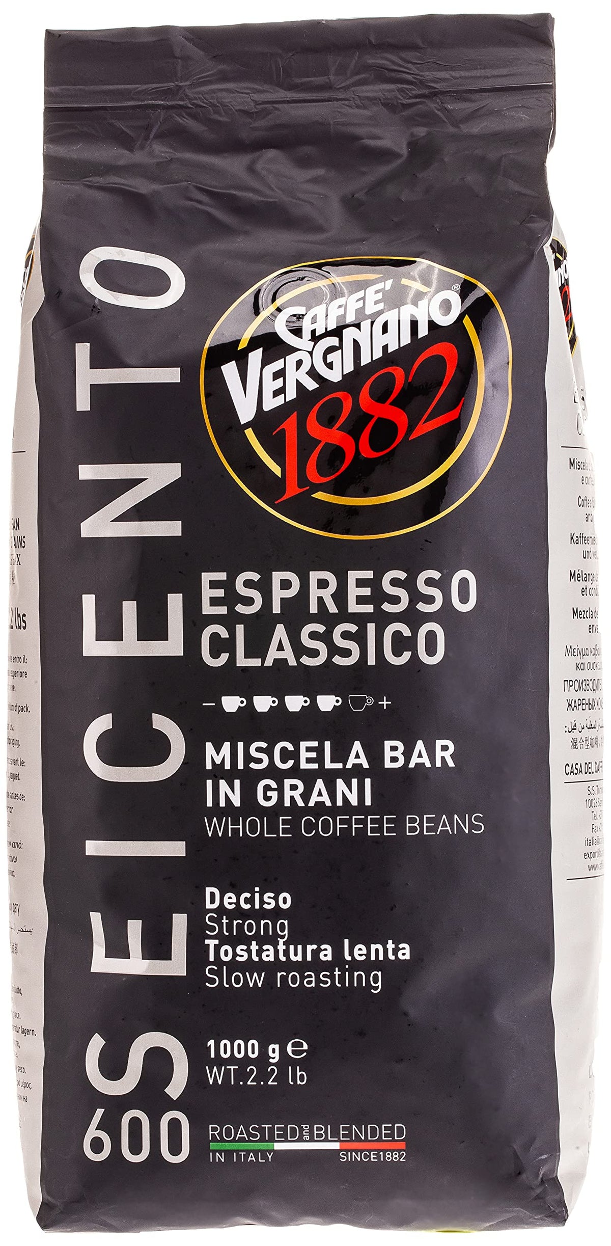 Caffe Vergnano Espresso Classico 600 – Whole Beans, 2.2 lb