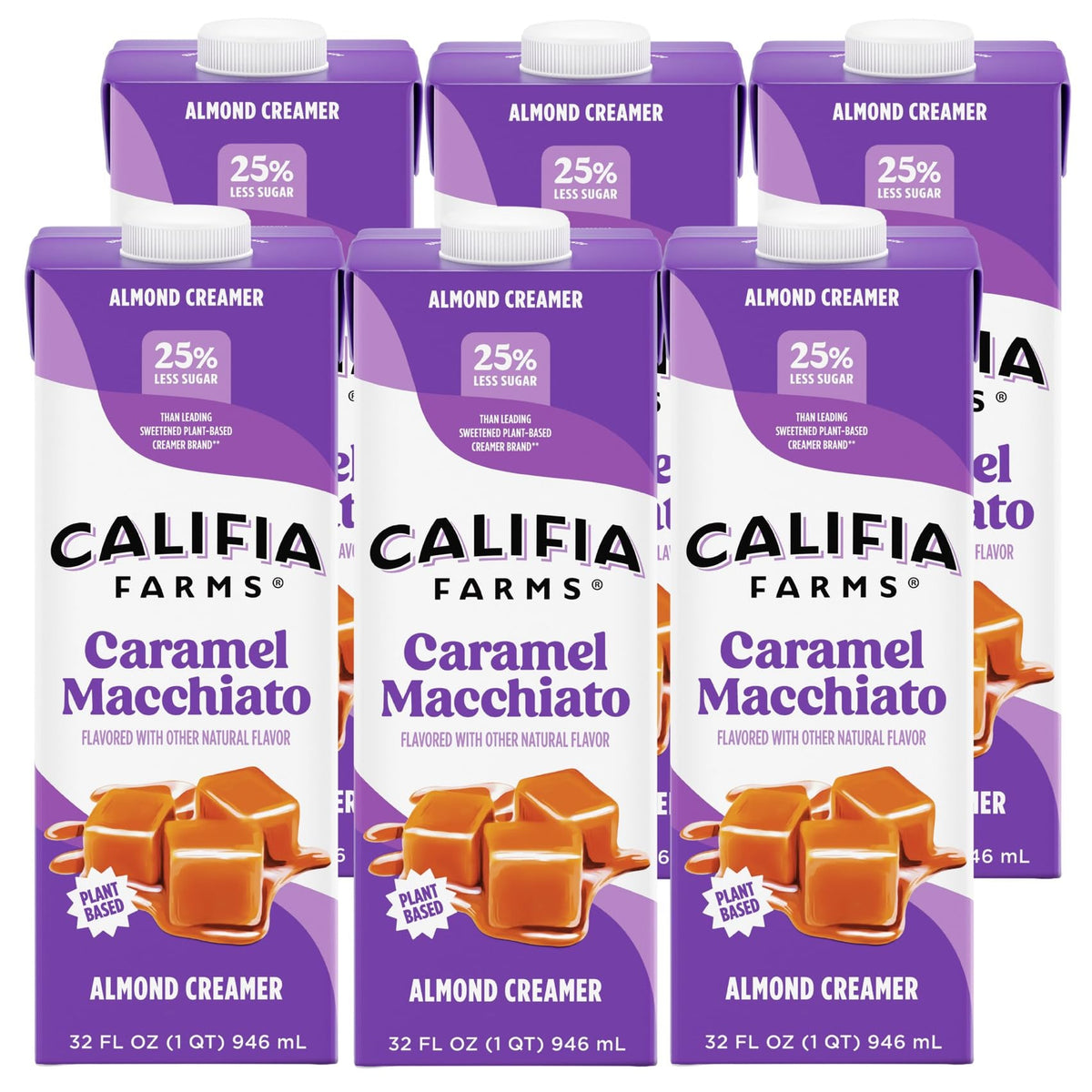 Califia Farms Caramel Macchiato Almond Milk Creamer, 32 fl oz (6 pack)