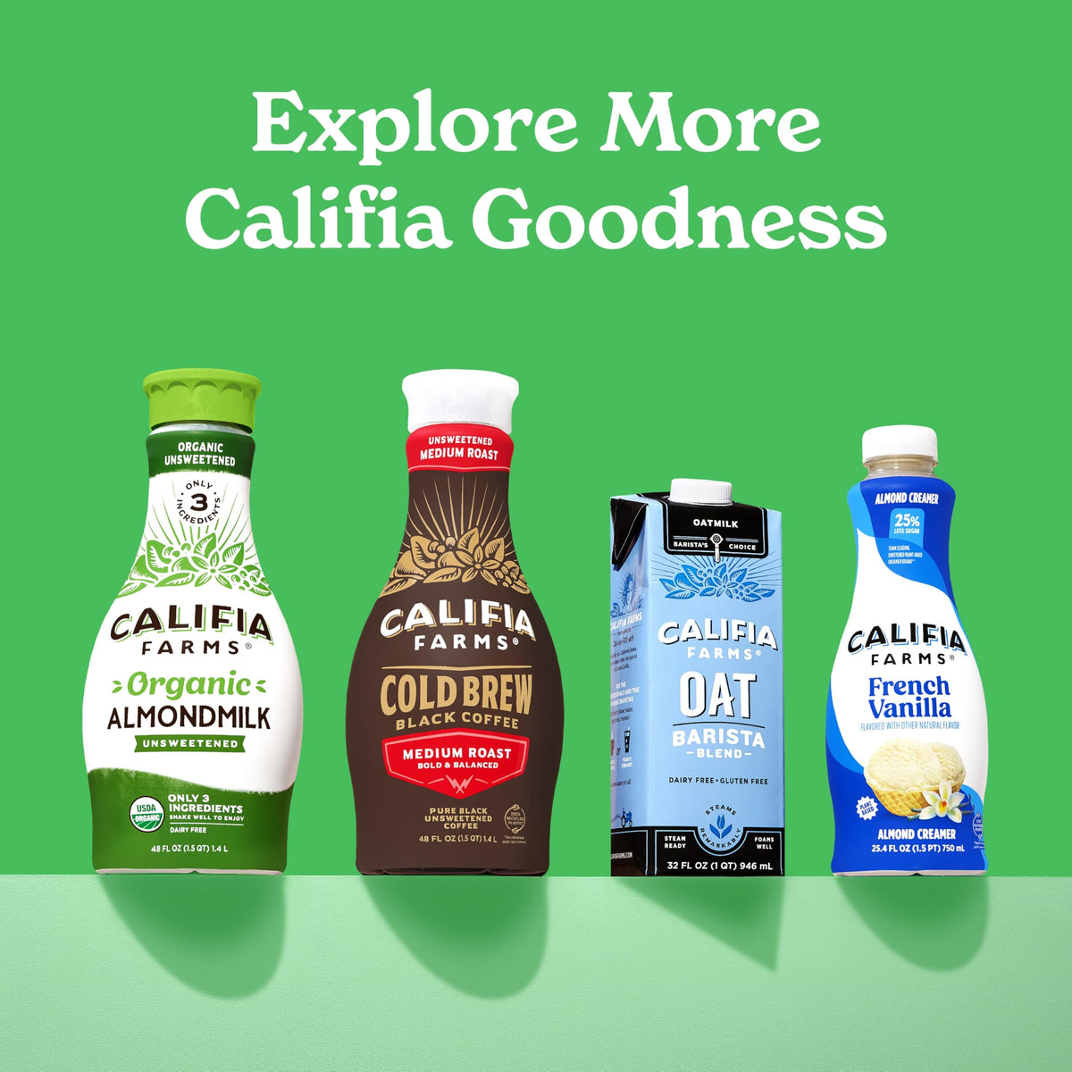 Califia Farms Organic Unsweetened Almond Milk, 32 oz (Pack of 6)