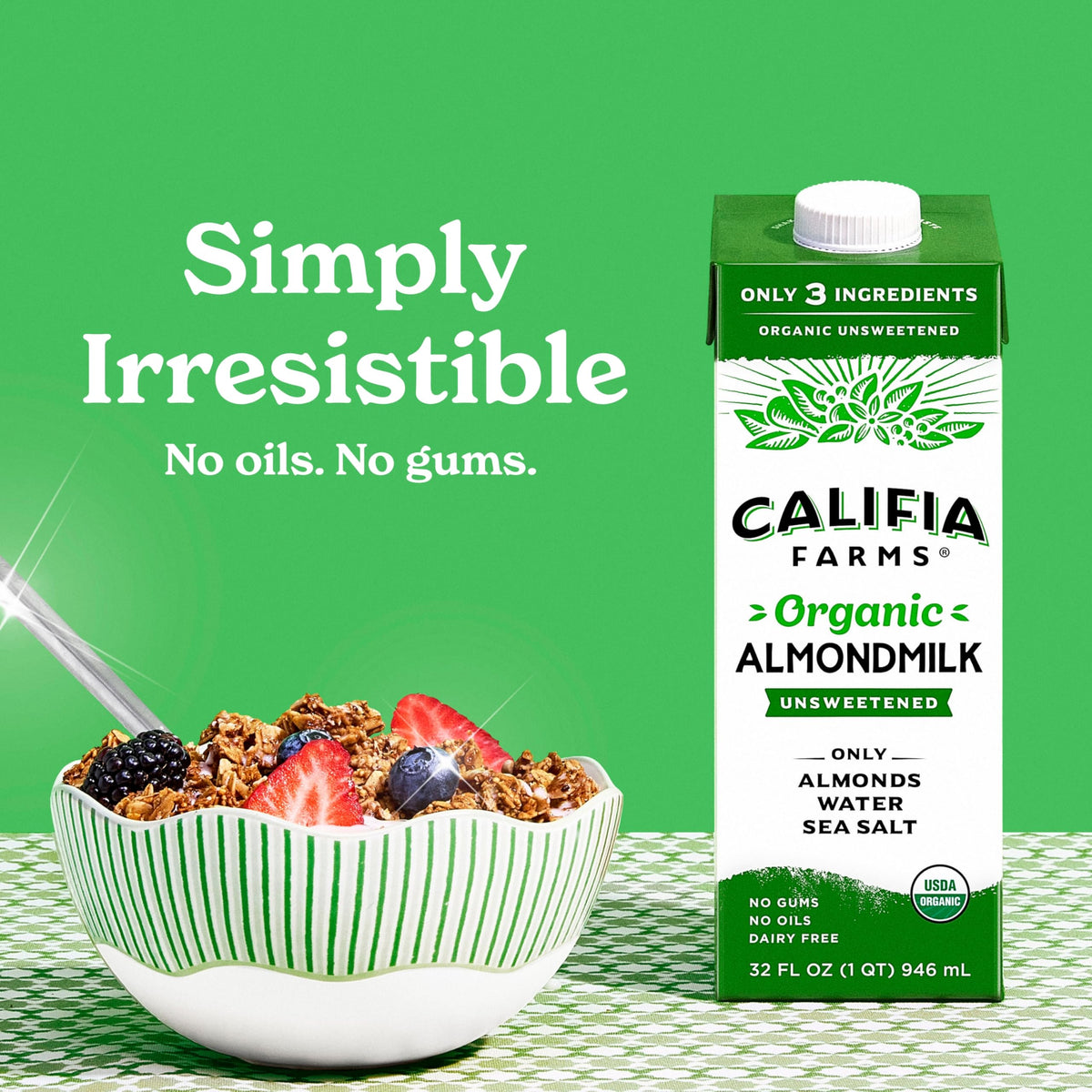 Califia Farms Organic Unsweetened Almond Milk, 32 oz (Pack of 6)