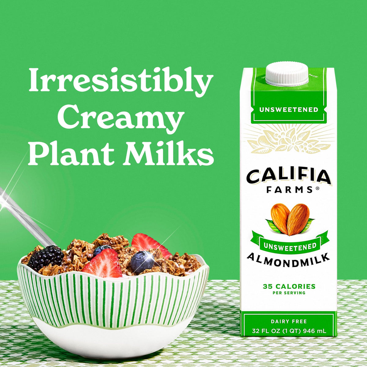 Califia Farms Unsweetened Almond Milk 32oz (Pack of 6) – Dairy Free, Sugar Free, High Calcium