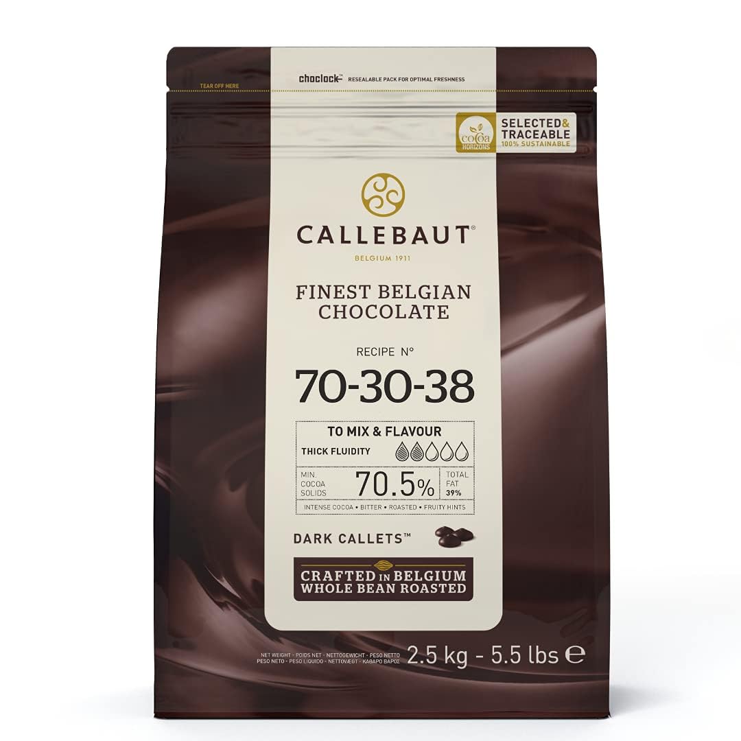 Callebaut 70% Dark Chocolate Callets – 2.5kg Bag | Premium Belgian Chocolate for Chefs