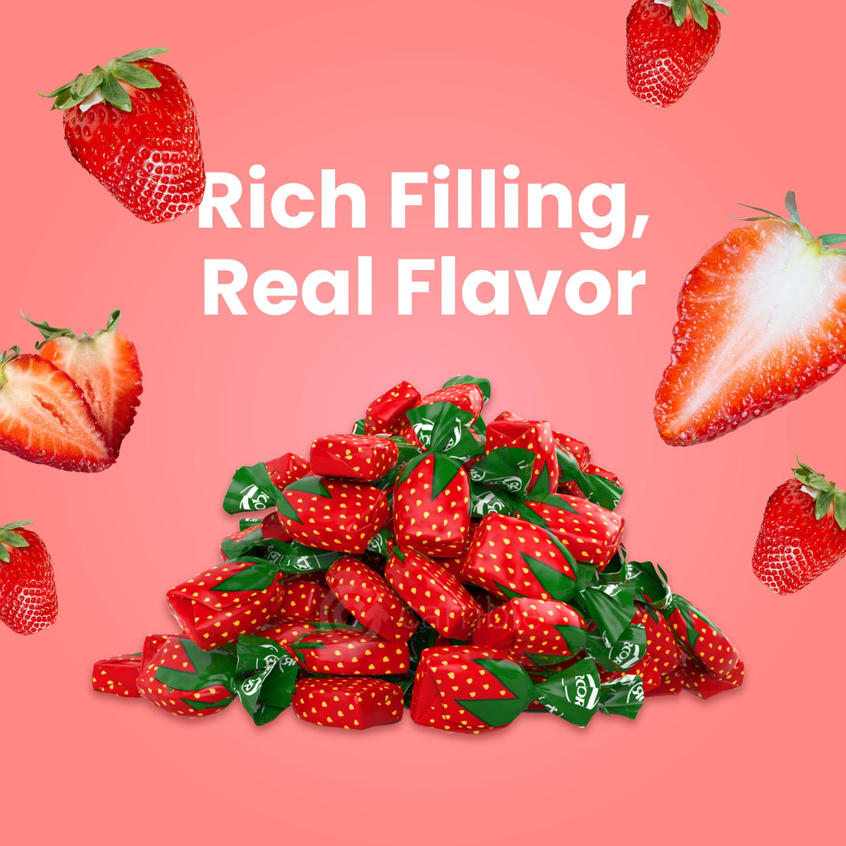 Cambie Strawberry Bon Bons – 6 Lb Bulk Candy with Hard Shell & Soft Center