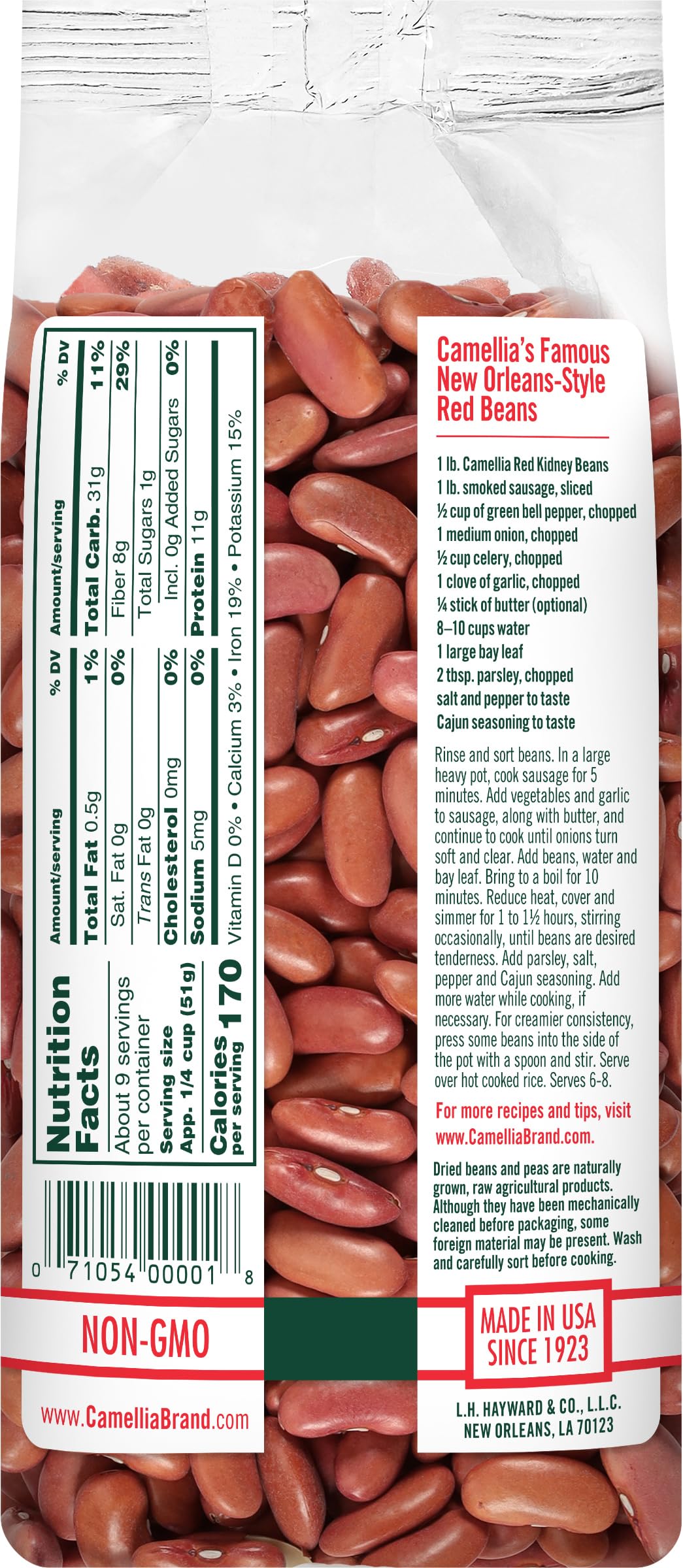 Camellia Brand Dried Red Kidney Beans – Premium Non-GMO, 1 lb (Pack of 6)