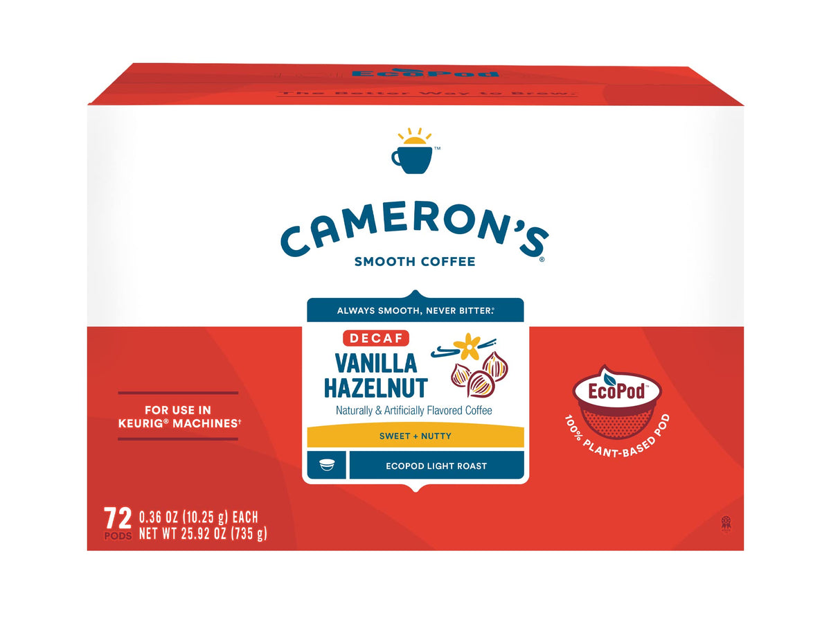 Cameron's Coffee Decaf Vanilla Hazelnut Single Serve Pods – 72 Count, Keurig 2.0 Compatible
