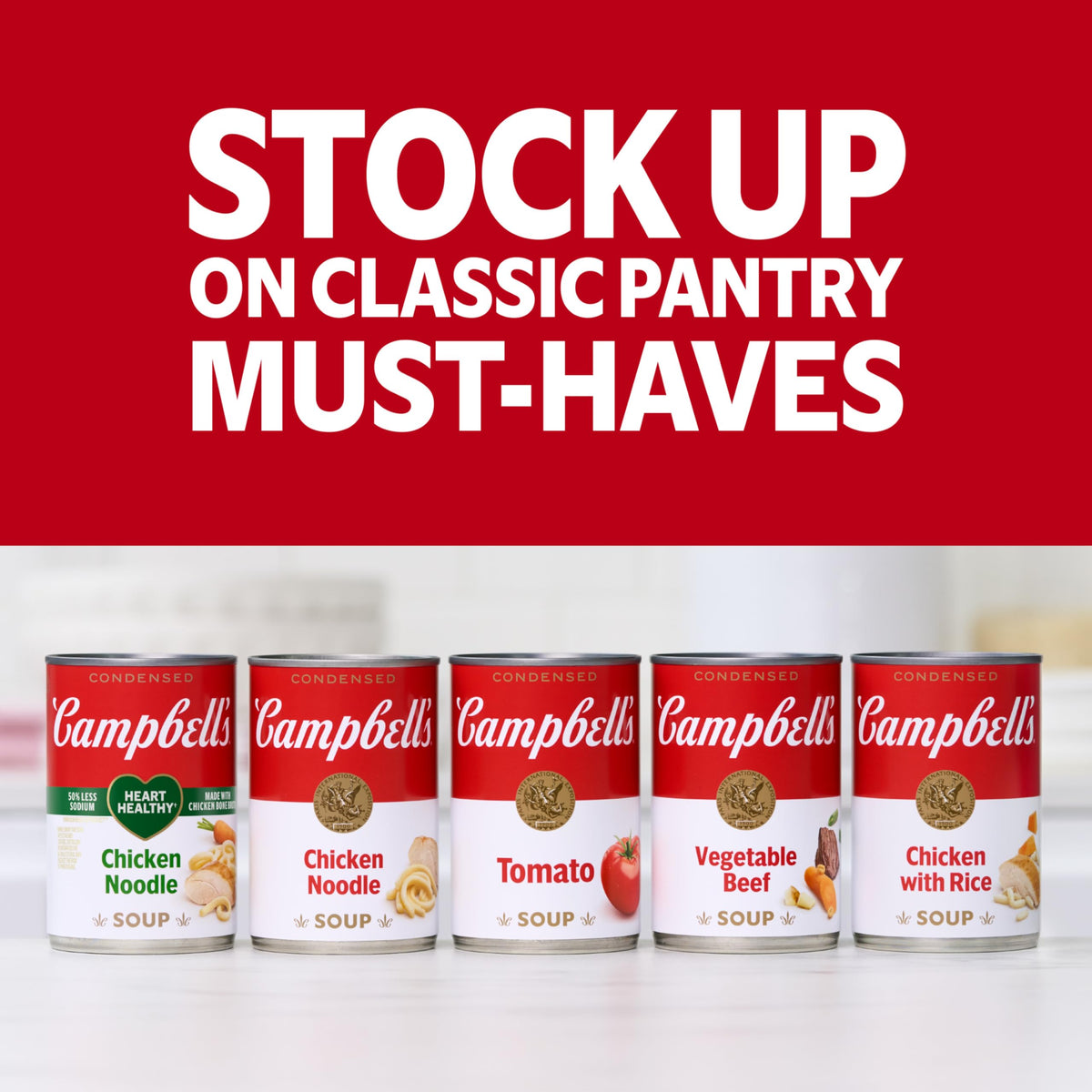 Campbell’s Condensed 25% Less Sodium Chicken Noodle Soup, 10.75 oz Can – 24 Pack