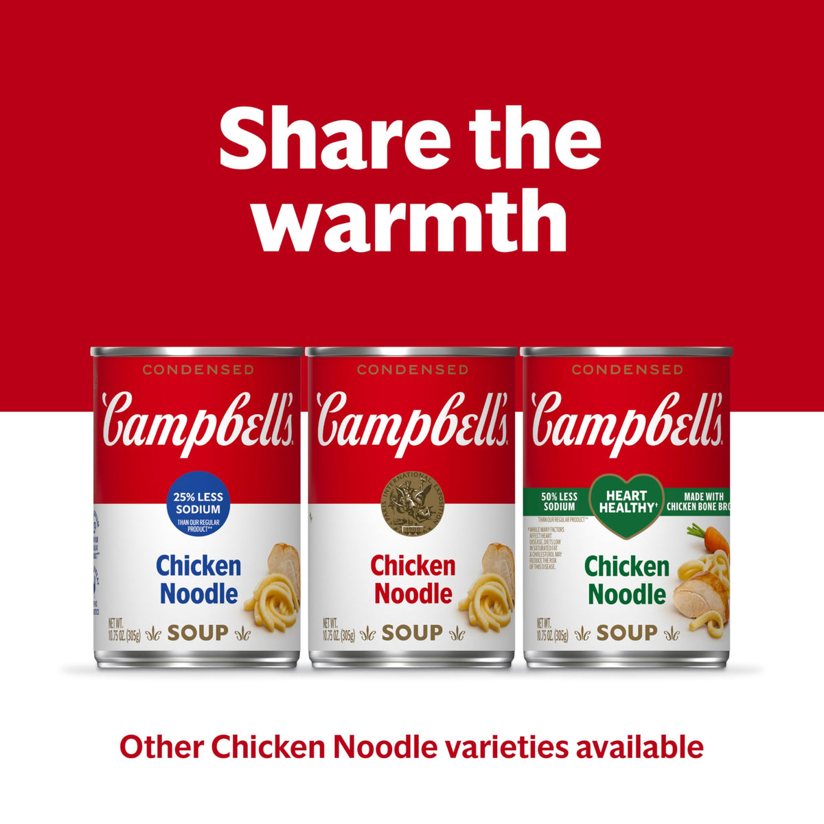 Campbell’s Condensed 25% Less Sodium Chicken Noodle Soup, 10.75 oz Can – 24 Pack