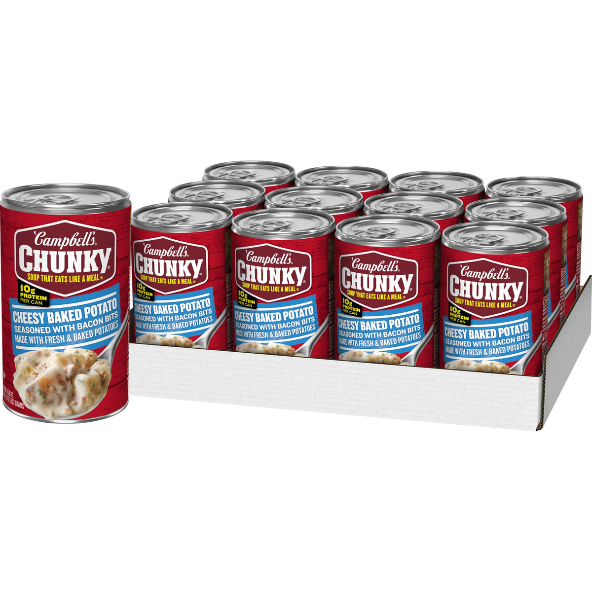 Campbell's Chunky Baked Potato with Cheddar & Bacon Bits Soup – 18.8 oz Can (Case of 12)