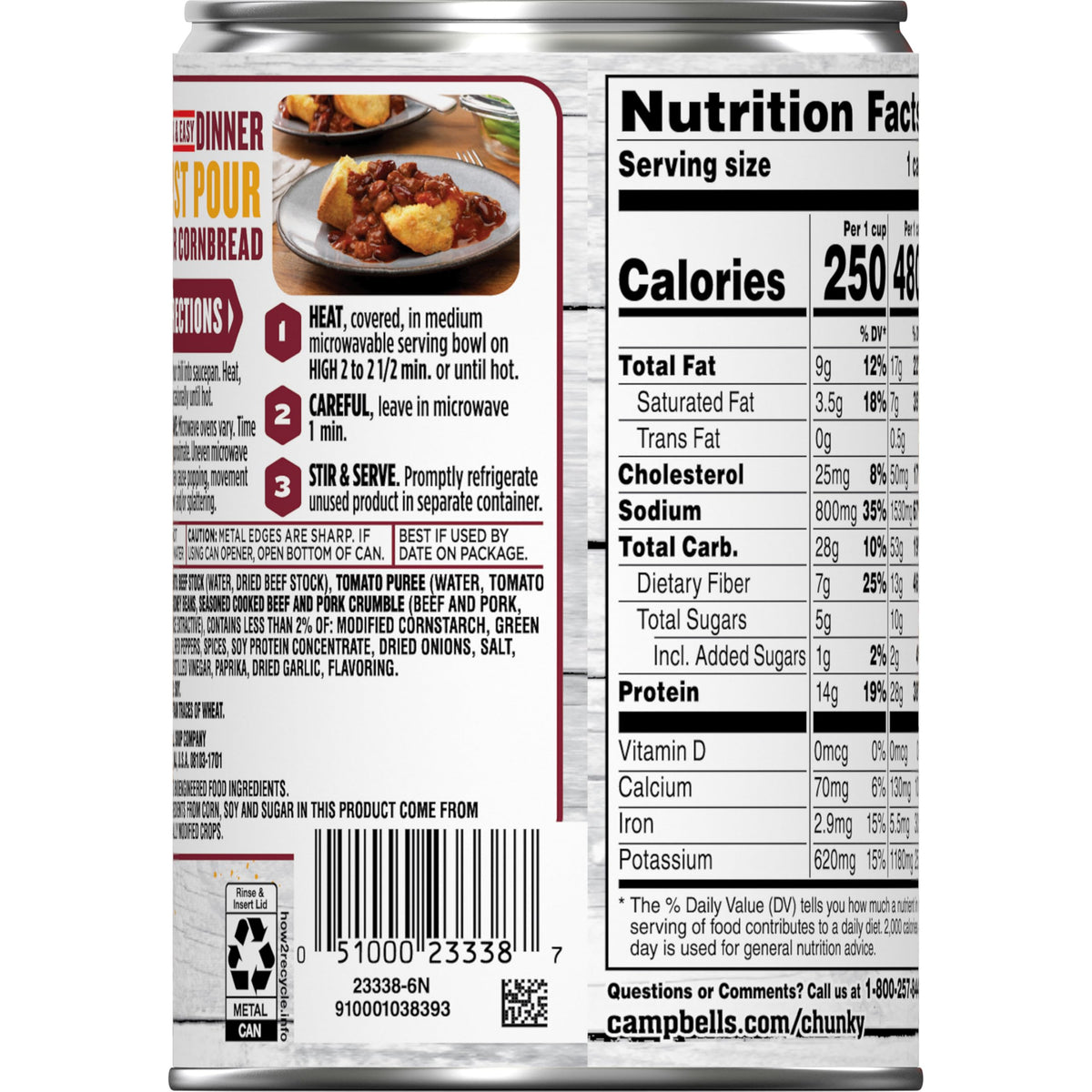 Campbell’s Chunky Hot and Spicy Chili With Beans – 16.5 oz Can (Pack of 12) | 28g Protein