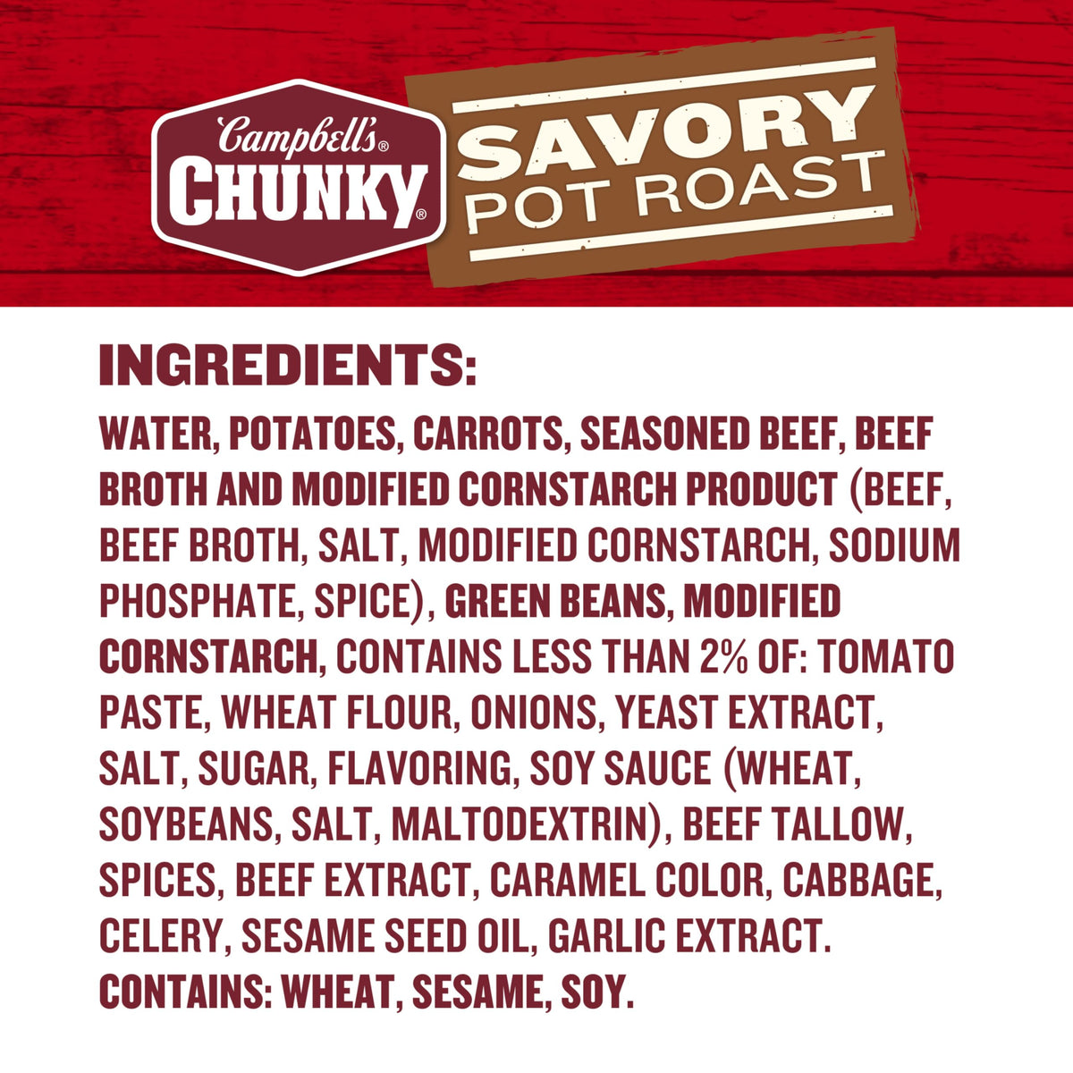 Campbell’s Chunky Savory Pot Roast Soup – 18.8 oz Can (Pack of 12) | 13g Protein