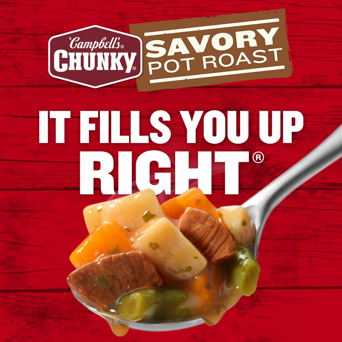 Campbell’s Chunky Savory Pot Roast Soup – 18.8 oz Can (Pack of 12) | 13g Protein