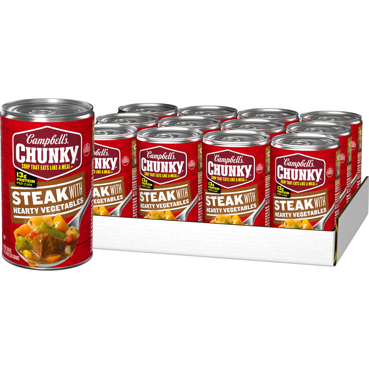 Campbell's Chunky Soup: Steak With Hearty Vegetables, 18.8 oz Can (Case of 12)
