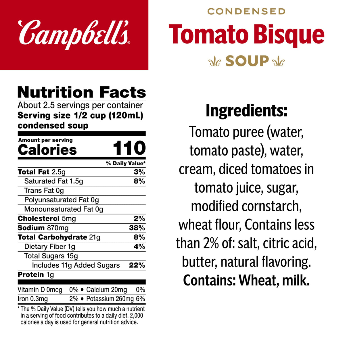 Campbell's Condensed Tomato Bisque Soup, 10.75 oz Can (12 Pack)