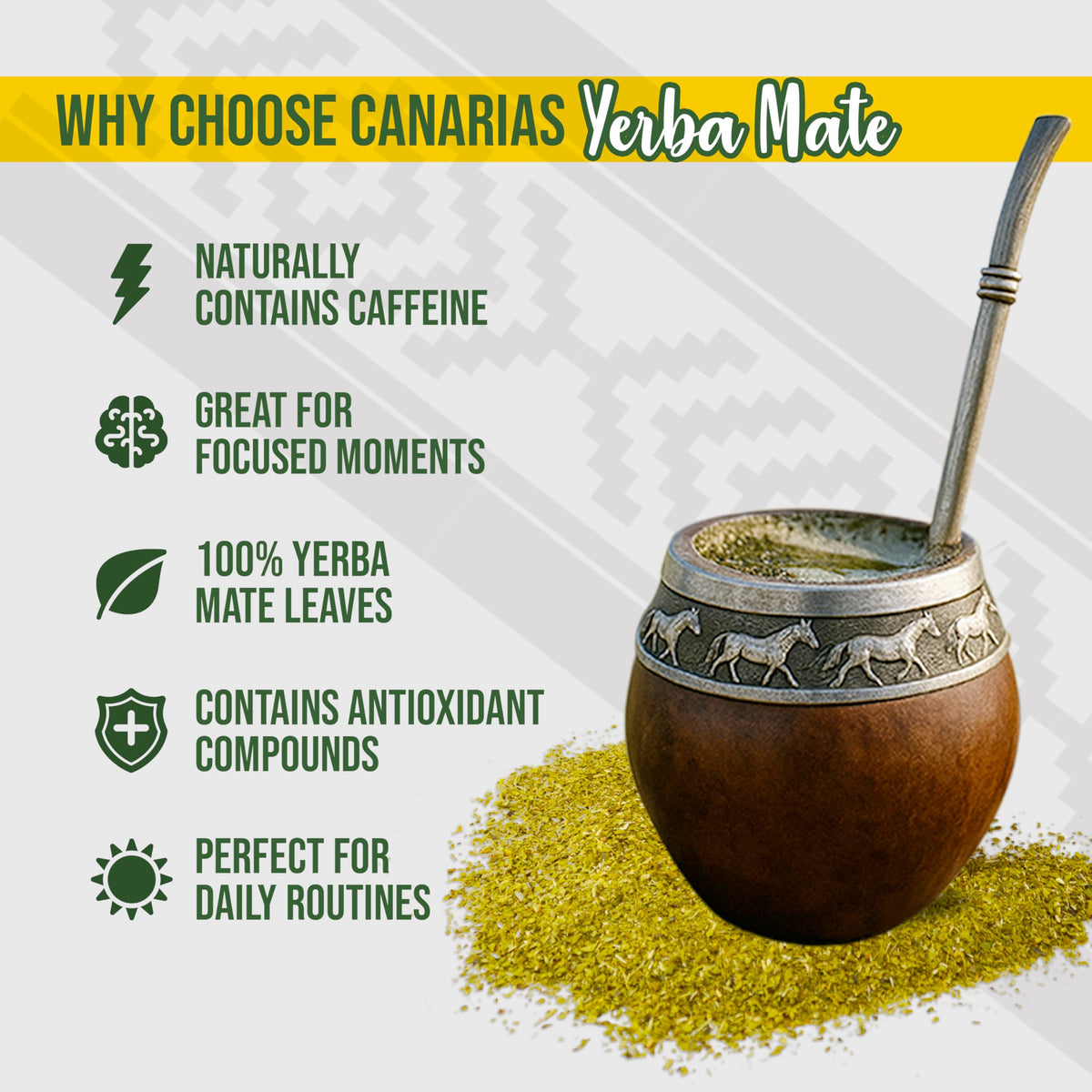 Canarias Yerba Mate Traditional 2.2 lb – Pack of 3 – Sin Palo, Strong Full-Bodied Flavor