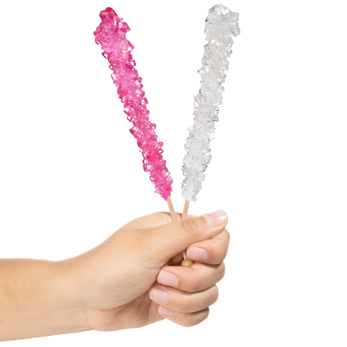 Candy Envy Rock Candy Sticks — Light Pink & White, Cherry & Original Sugar, 36-Pack