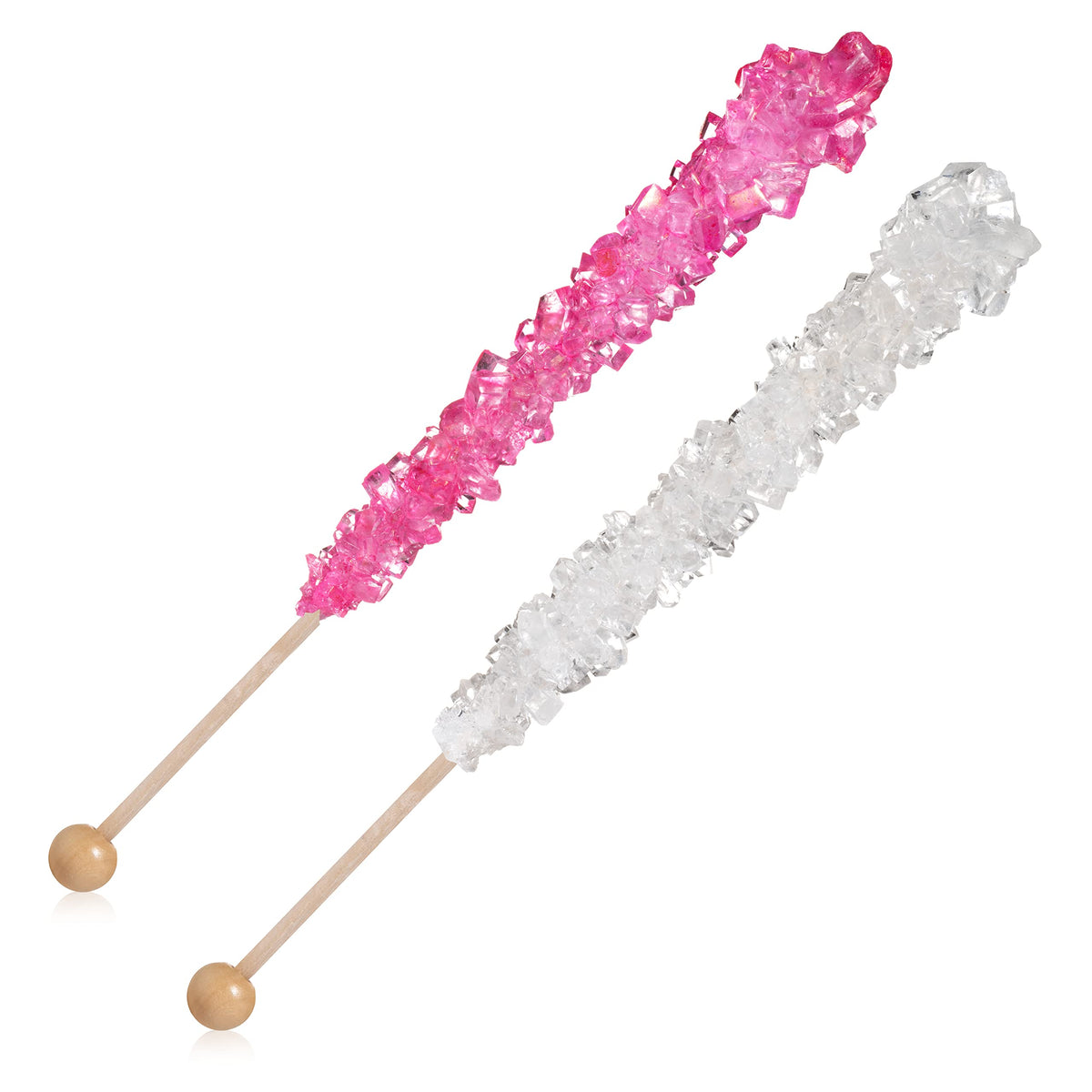 Candy Envy Rock Candy Sticks — Light Pink & White, Cherry & Original Sugar, 36-Pack