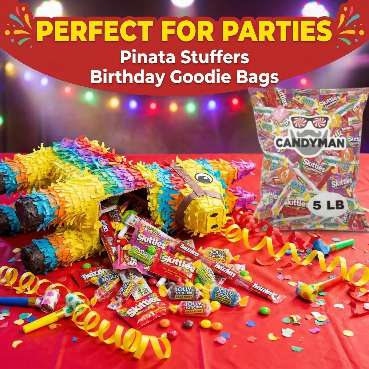 CANDYMAN Assorted Candy Variety Pack – 5lbs Bulk for Pinatas & Party Favors
