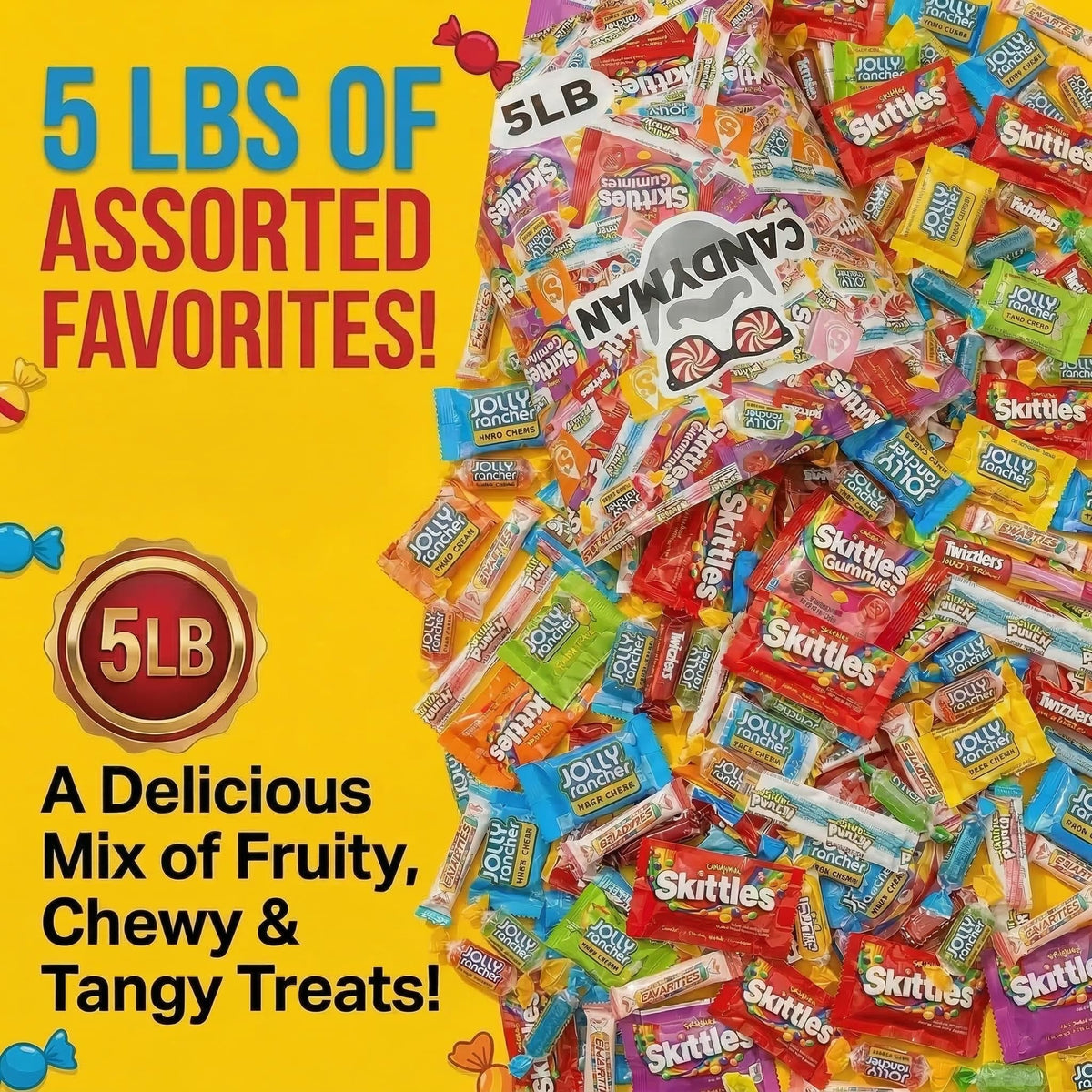 CANDYMAN Assorted Candy Variety Pack – 5lbs Bulk for Pinatas & Party Favors