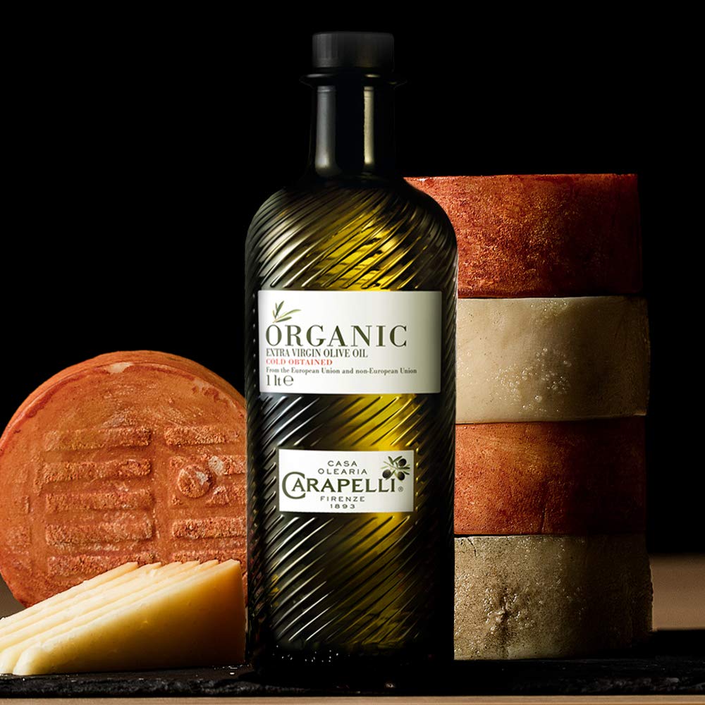 Carapelli Organic Extra Virgin Olive Oil – Cold-Pressed EVOO, 1 Liter