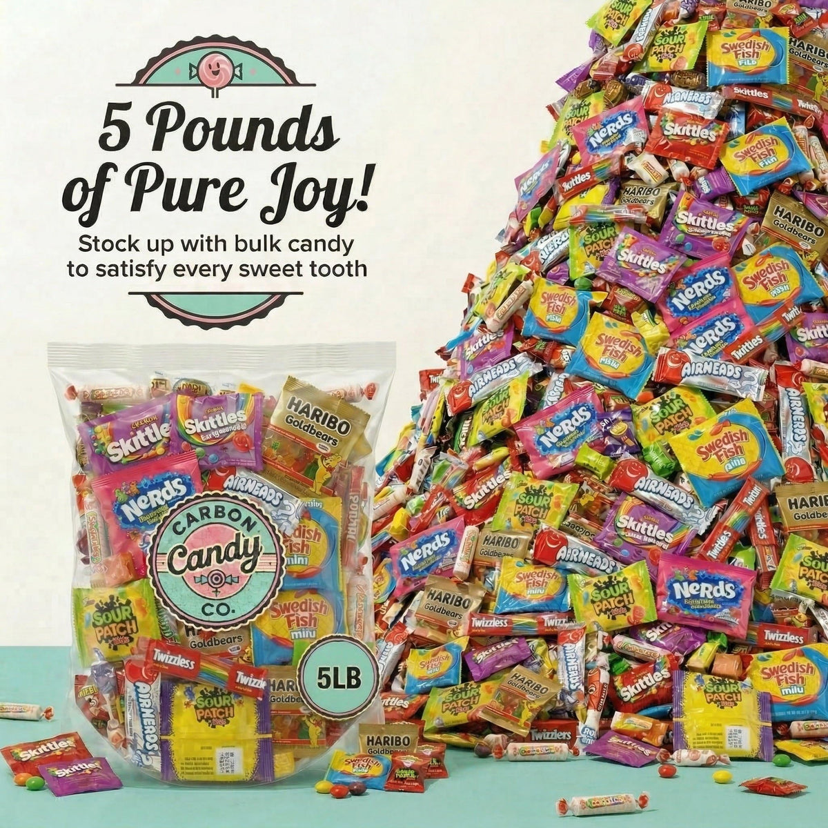 CARBON CANDY CO. Bulk Candy Variety Pack – 5 lb, Individually Wrapped Assorted Candy