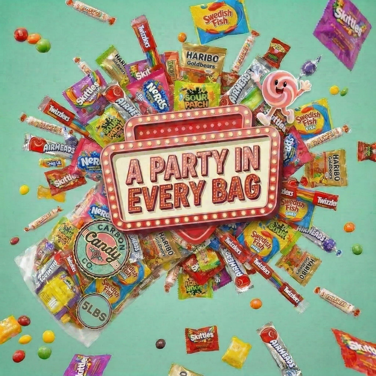 CARBON CANDY CO. Bulk Candy Variety Pack – 5 lb, Individually Wrapped Assorted Candy