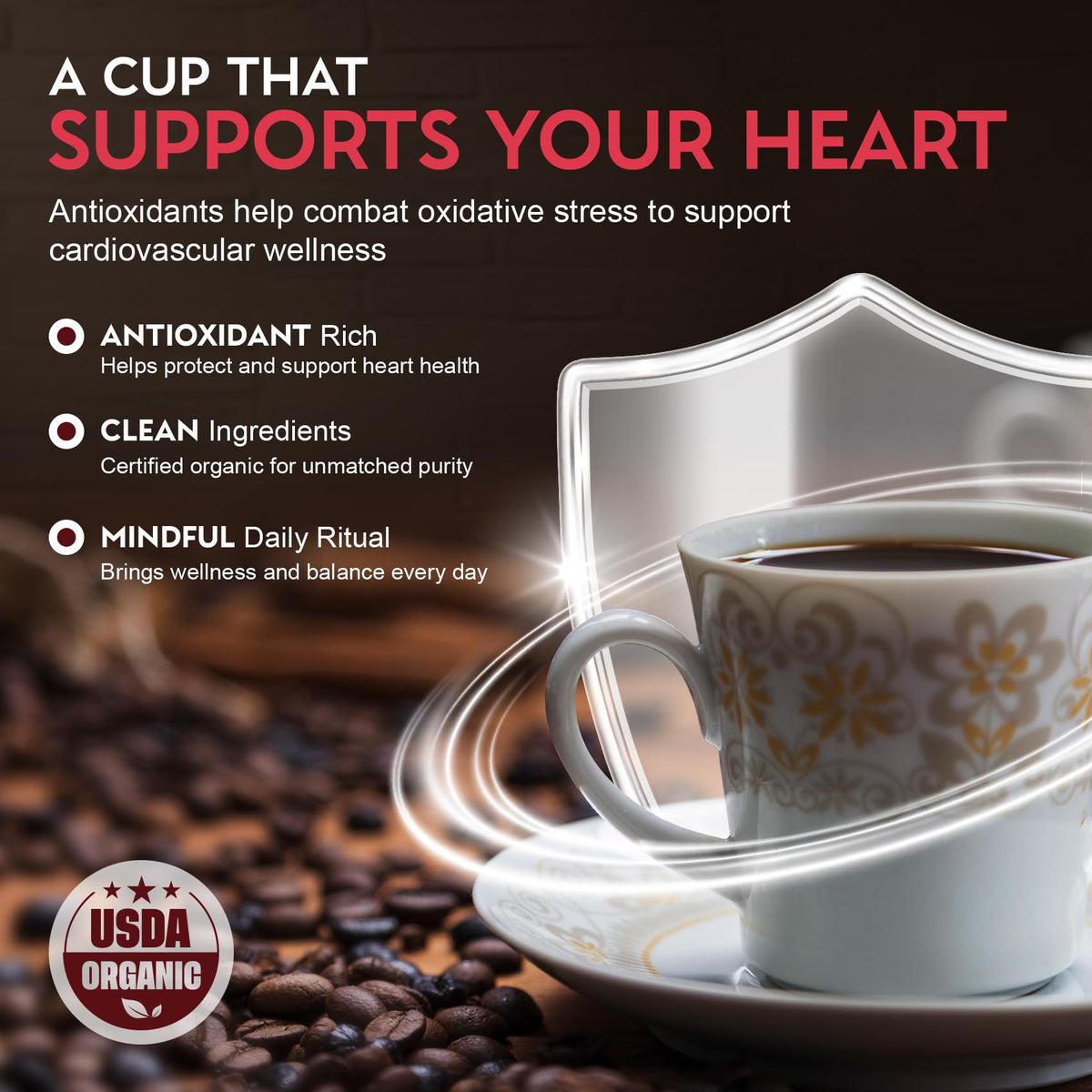 Cardiology Coffee – Whole Bean, USDA Organic, Mold-Free 12oz Medium Roast with Antioxidants for a Heart-Healthy Lifestyle