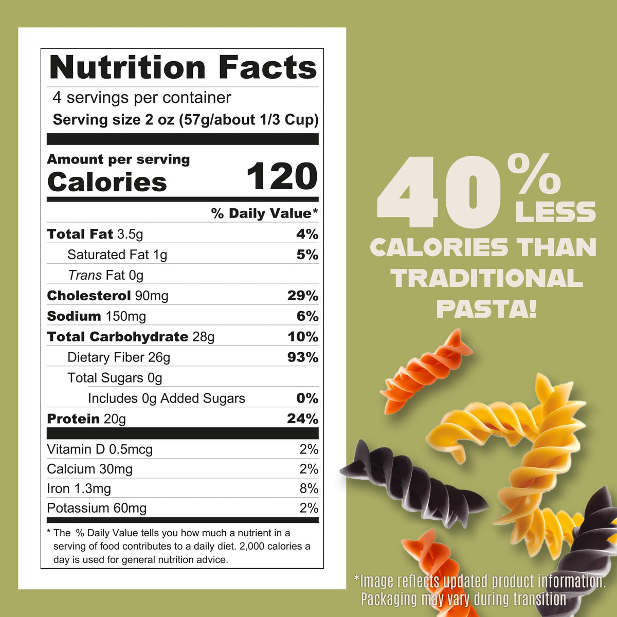 Care Free Kitchen Rotini Keto Pasta Noodles 3-Pack | 20g Protein, 2g Net Carbs, 26g Fiber
