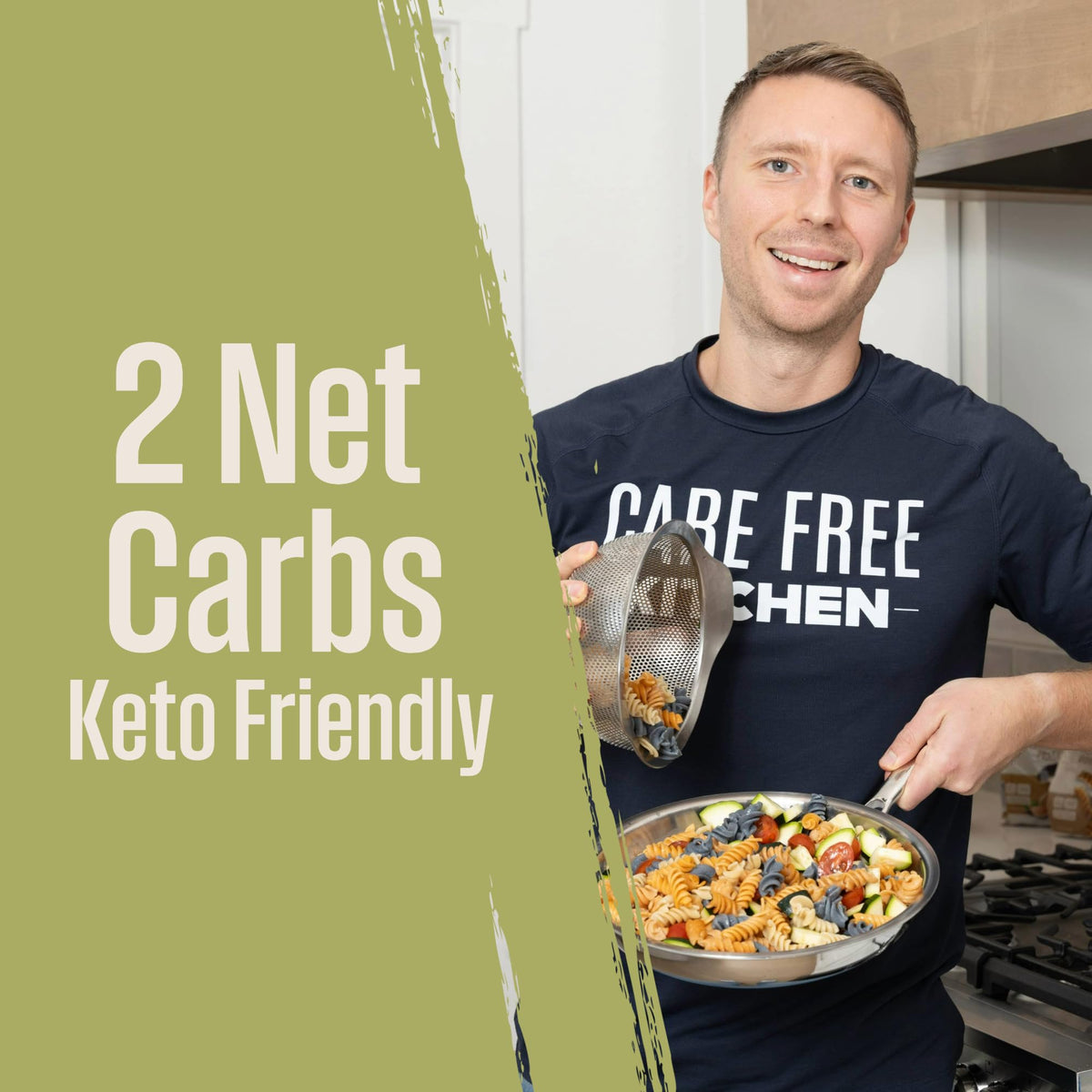 Care Free Kitchen Rotini Keto Pasta Noodles 3-Pack | 20g Protein, 2g Net Carbs, 26g Fiber