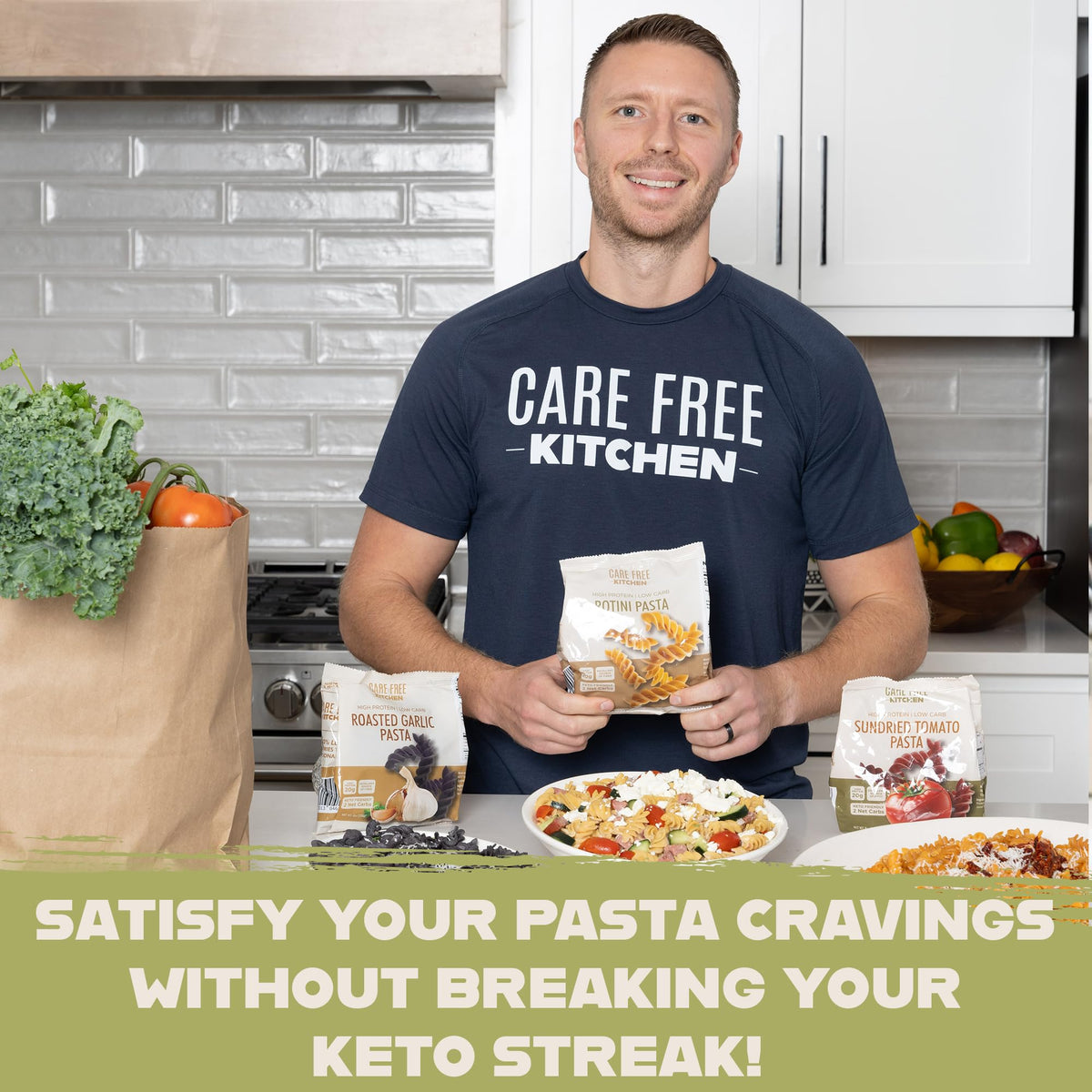 Care Free Kitchen Rotini Keto Pasta Noodles 3-Pack | 20g Protein, 2g Net Carbs, 26g Fiber