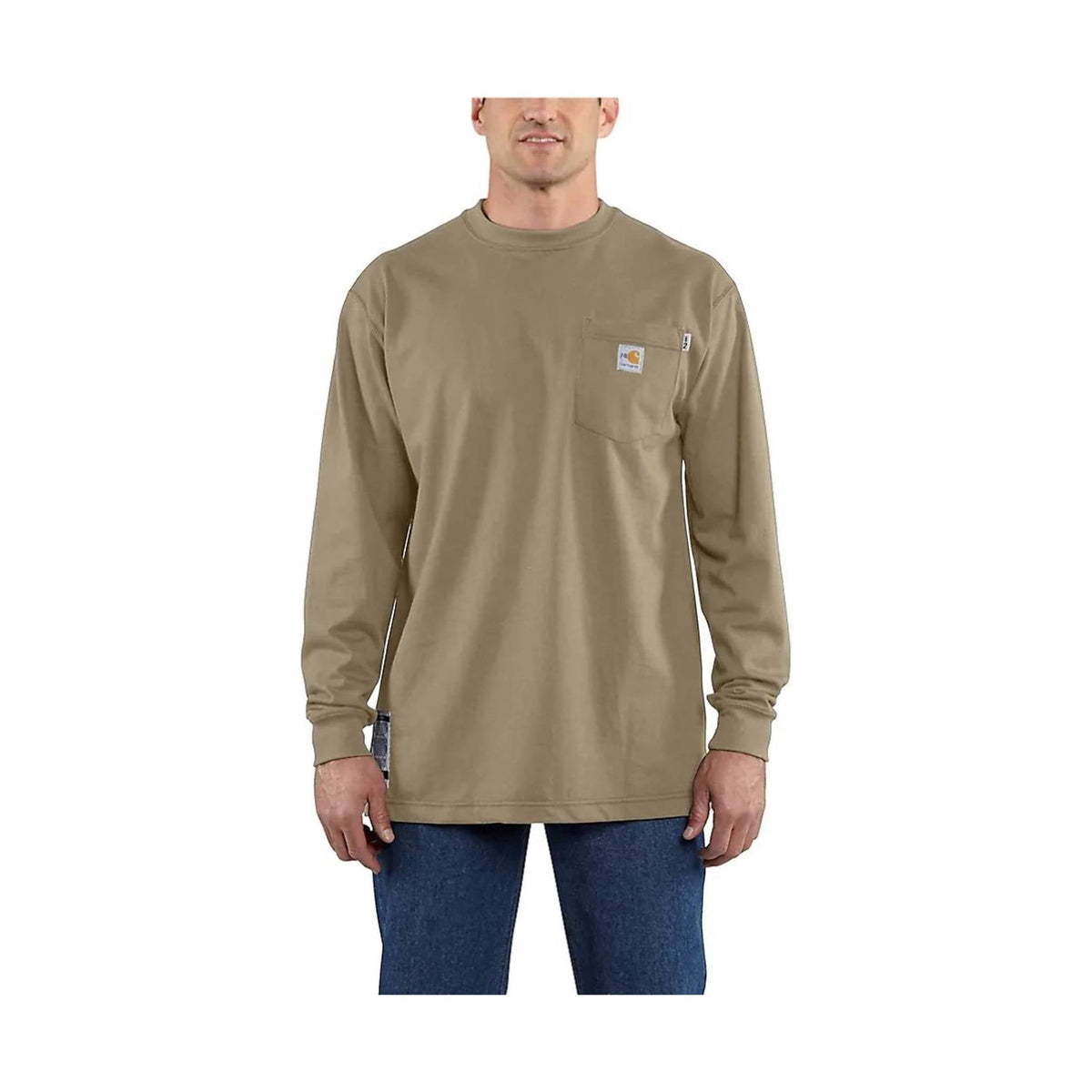Carhartt Men's Flame Resistant Force Cotton Long-Sleeve T-Shirt - Khaki