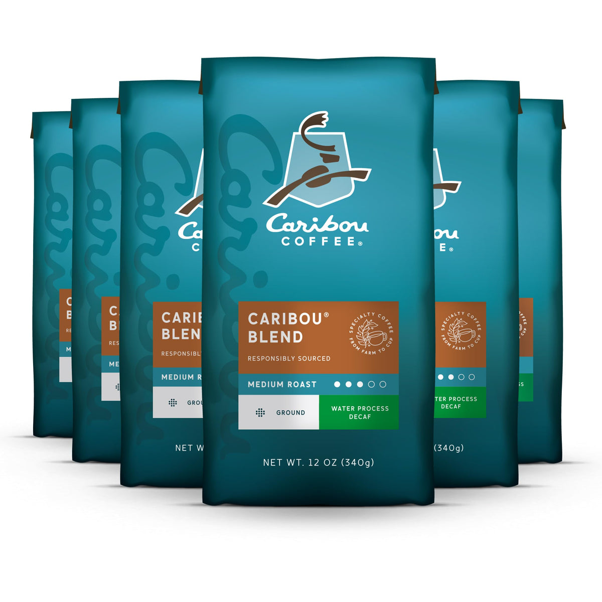 Caribou Blend Medium Roast Decaf Ground Coffee — 6x12oz Bags | 100% Arabica