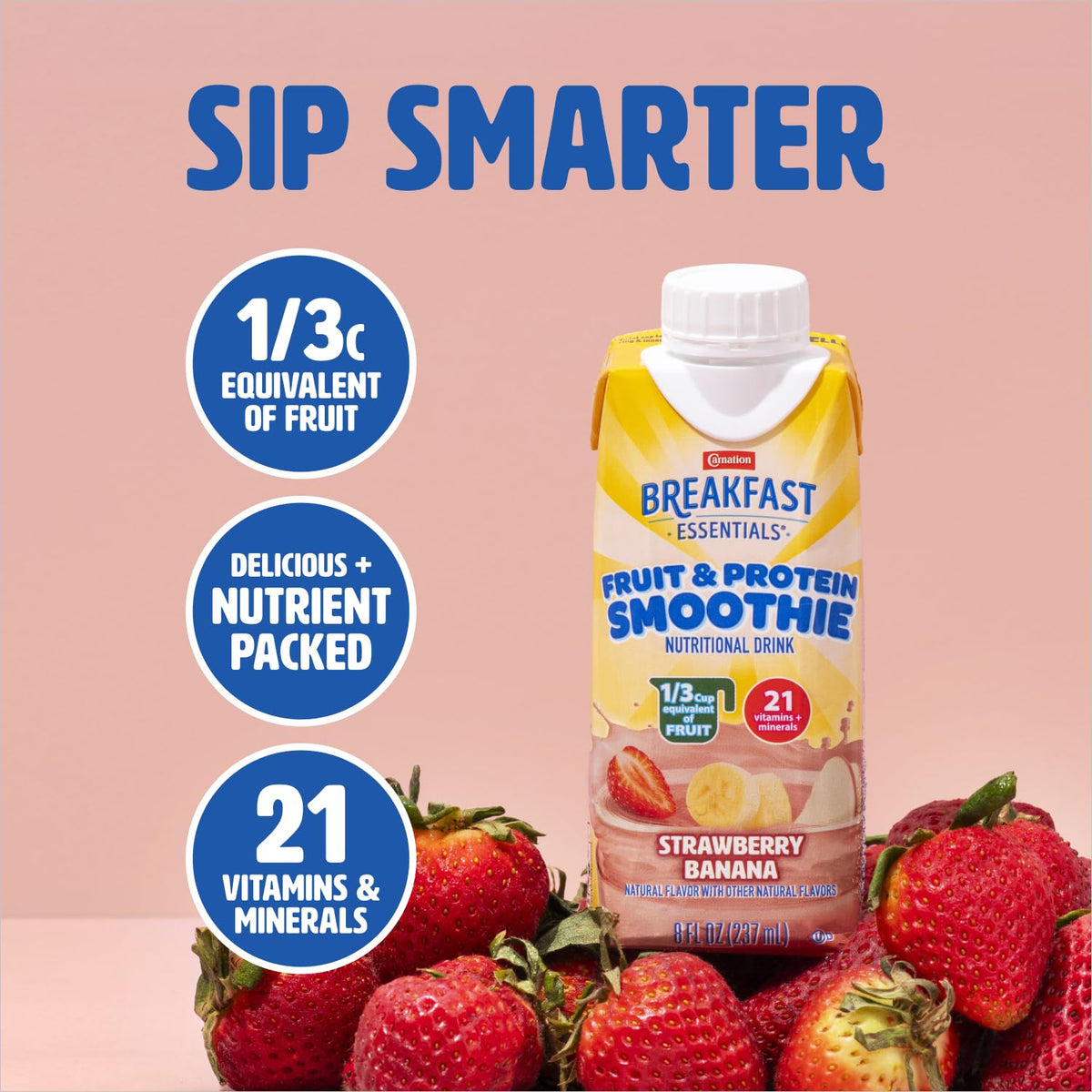 Carnation Breakfast Essentials Tropical Fruit & Protein Smoothie Nutritional Drink — 24 x 8 fl oz Cartons