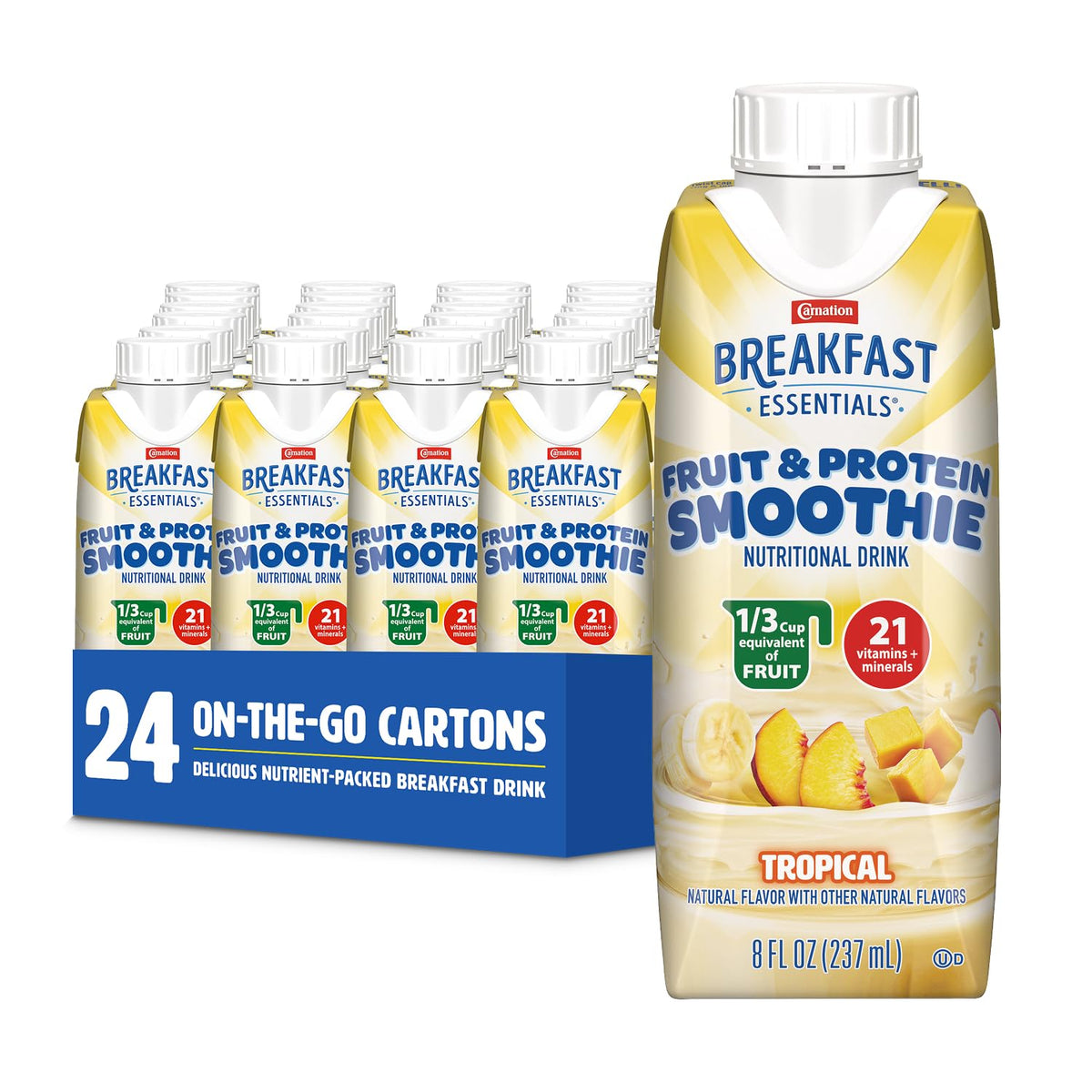 Carnation Breakfast Essentials Tropical Fruit & Protein Smoothie Nutritional Drink — 24 x 8 fl oz Cartons