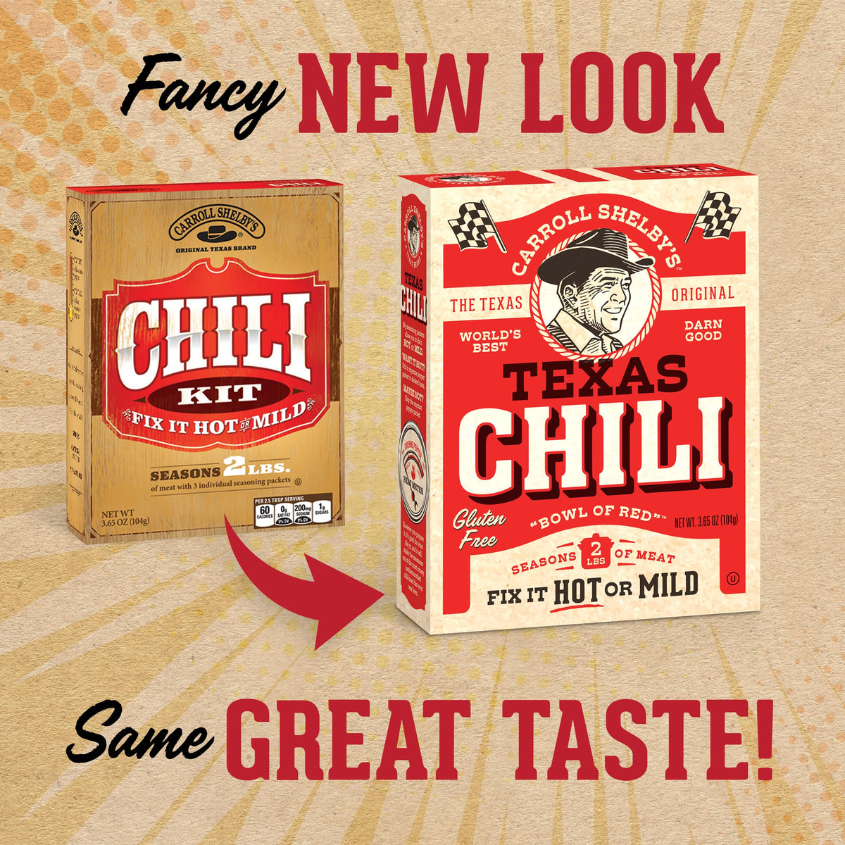 Carroll Shelby's Original Texas Brand Chili Kit 3.65oz Box — Pack of 8 | Texas-Style Seasoning