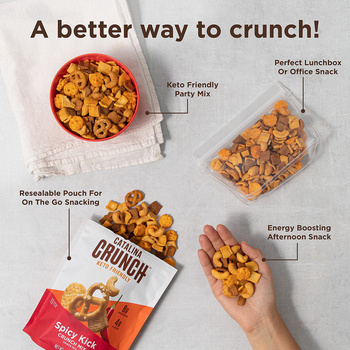 Catalina Crunch Mix Spicy Kick – Keto Snack Mix (Pack of 3, 6oz Each)