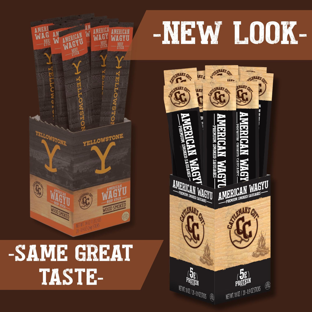 CATTLEMAN'S CUT American Wagyu Beef Sticks (Pack of 20) – 0.9 oz, Keto & Gluten Free