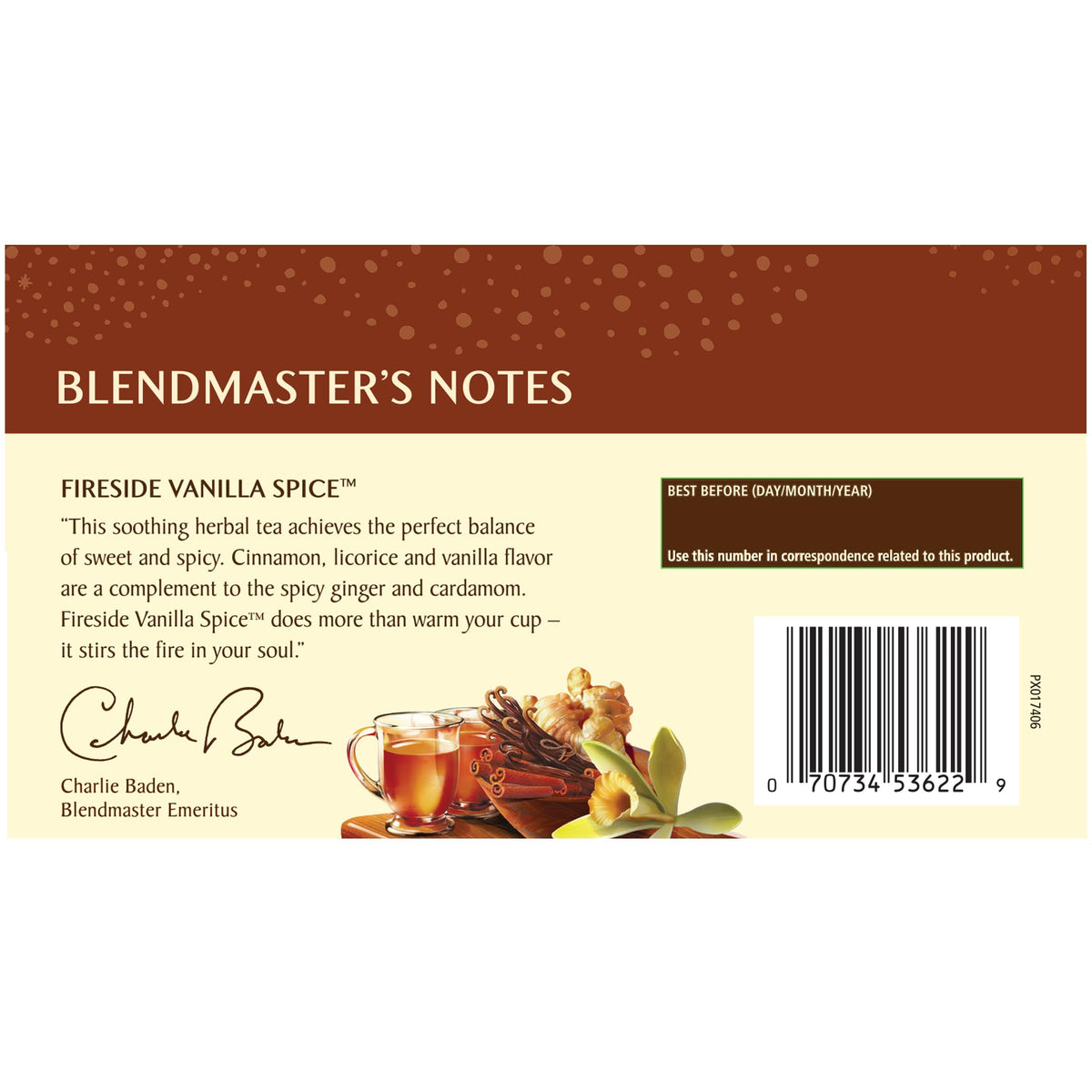 Celestial Seasonings Fireside Vanilla Spice Herbal Tea – Caffeine Free, 6-Pack