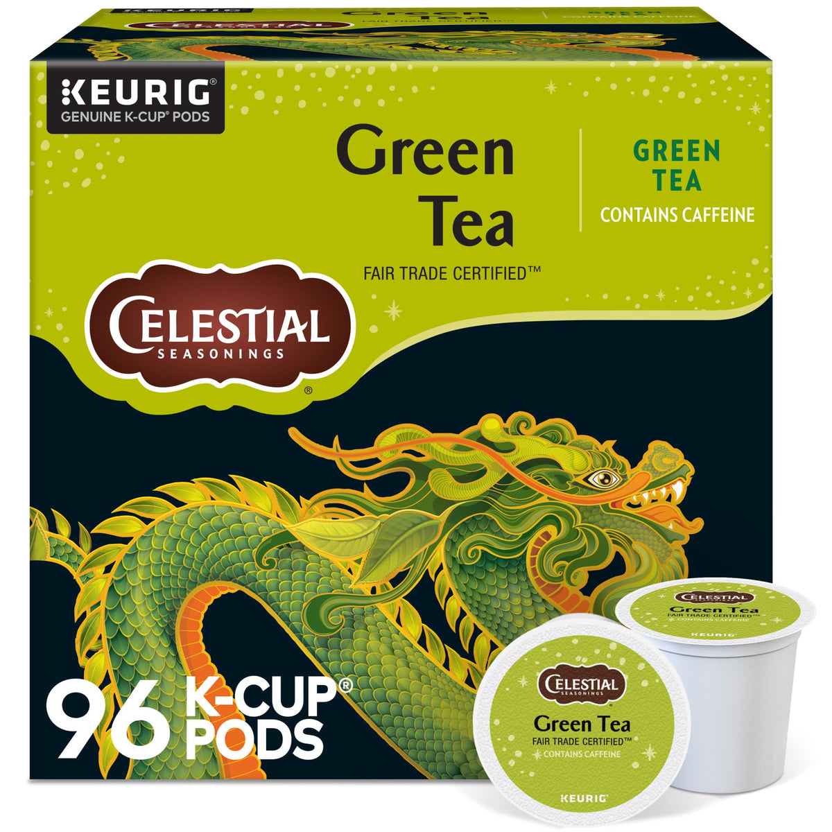 Celestial Seasonings Green Tea K-Cup Pods – 96 Count, Fair Trade, Recyclable