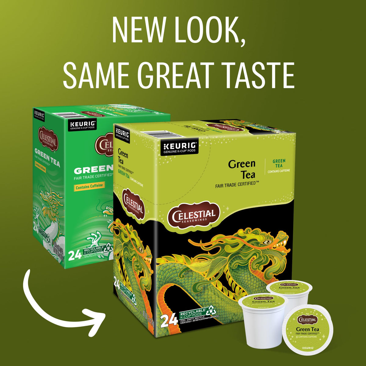 Celestial Seasonings Green Tea K-Cup Pods – 96 Count, Fair Trade, Recyclable