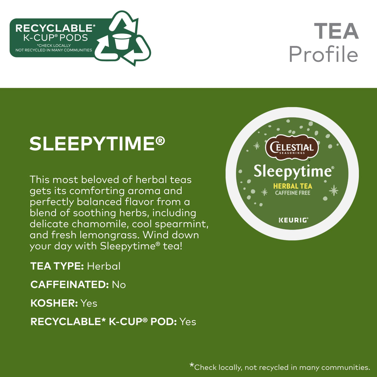 Celestial Seasonings Sleepytime Herbal Tea K-Cup Pods (96 Count) – Caffeine-Free, Kosher