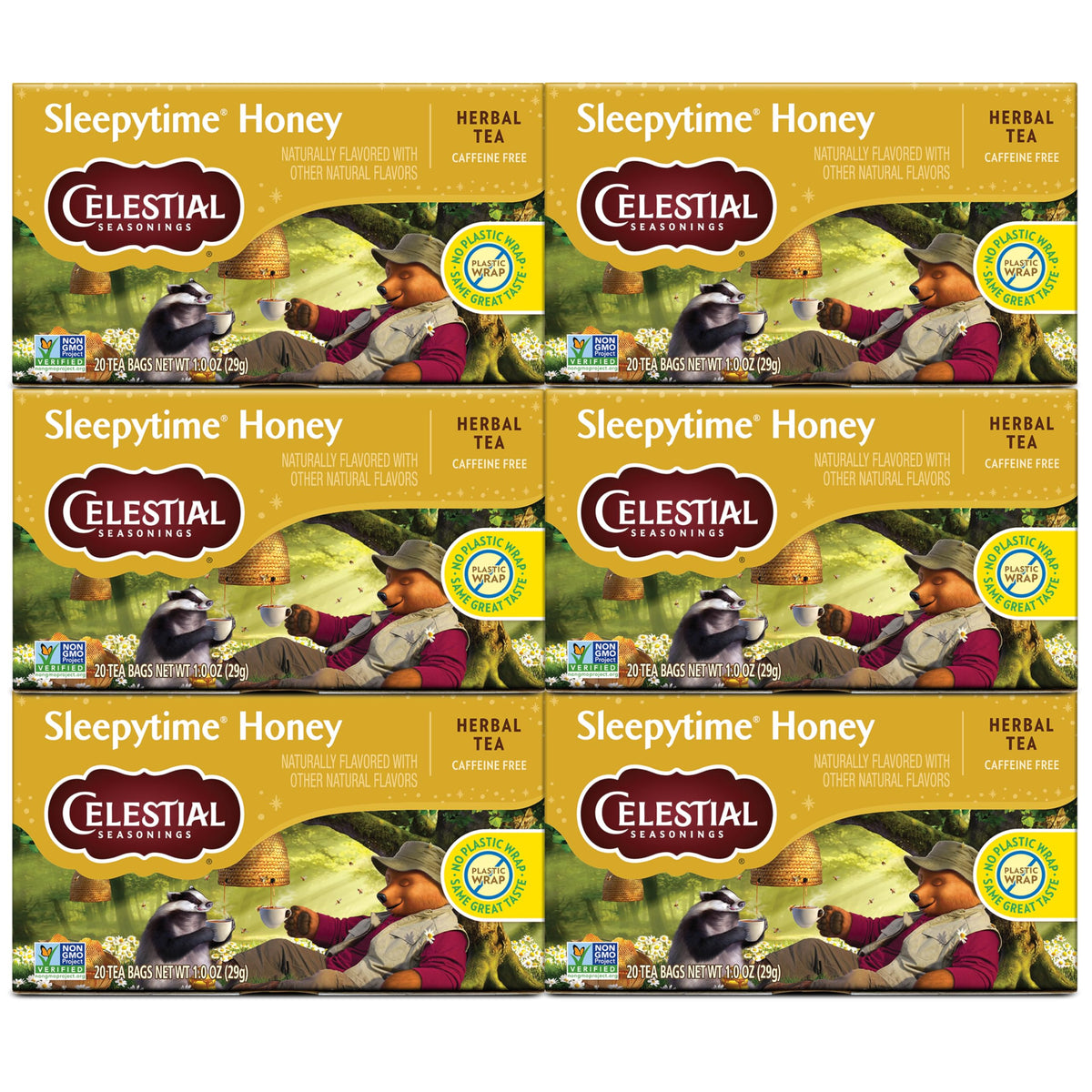 Celestial Seasonings Sleepytime Herbal Tea, Caffeine Free, Gluten Free — 20 Tea Bags Per Box (Pack of 6)
