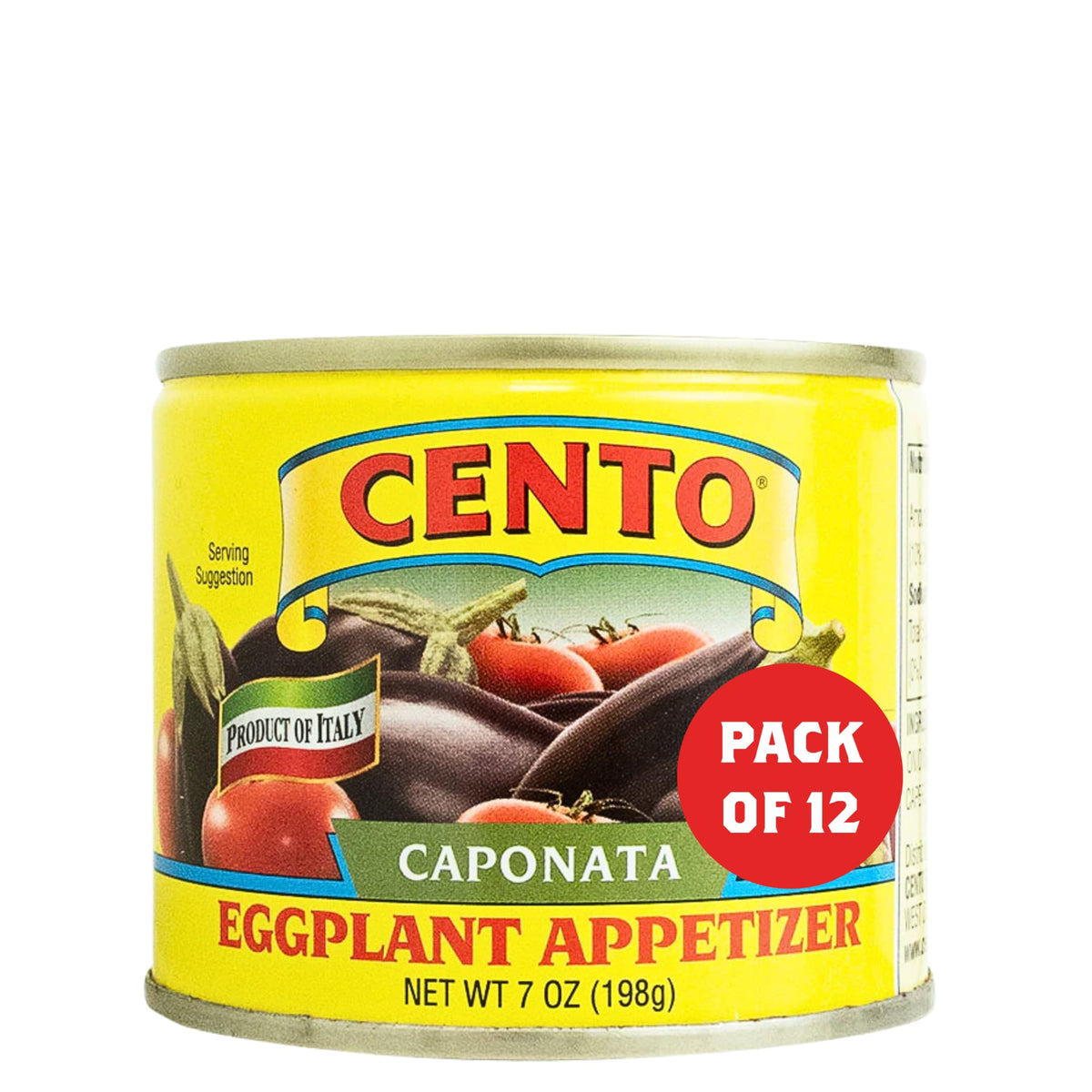 Cento Caponata Eggplant Appetizer – Italian Caponata in Marinade, 7 oz Can (Pack of 12)