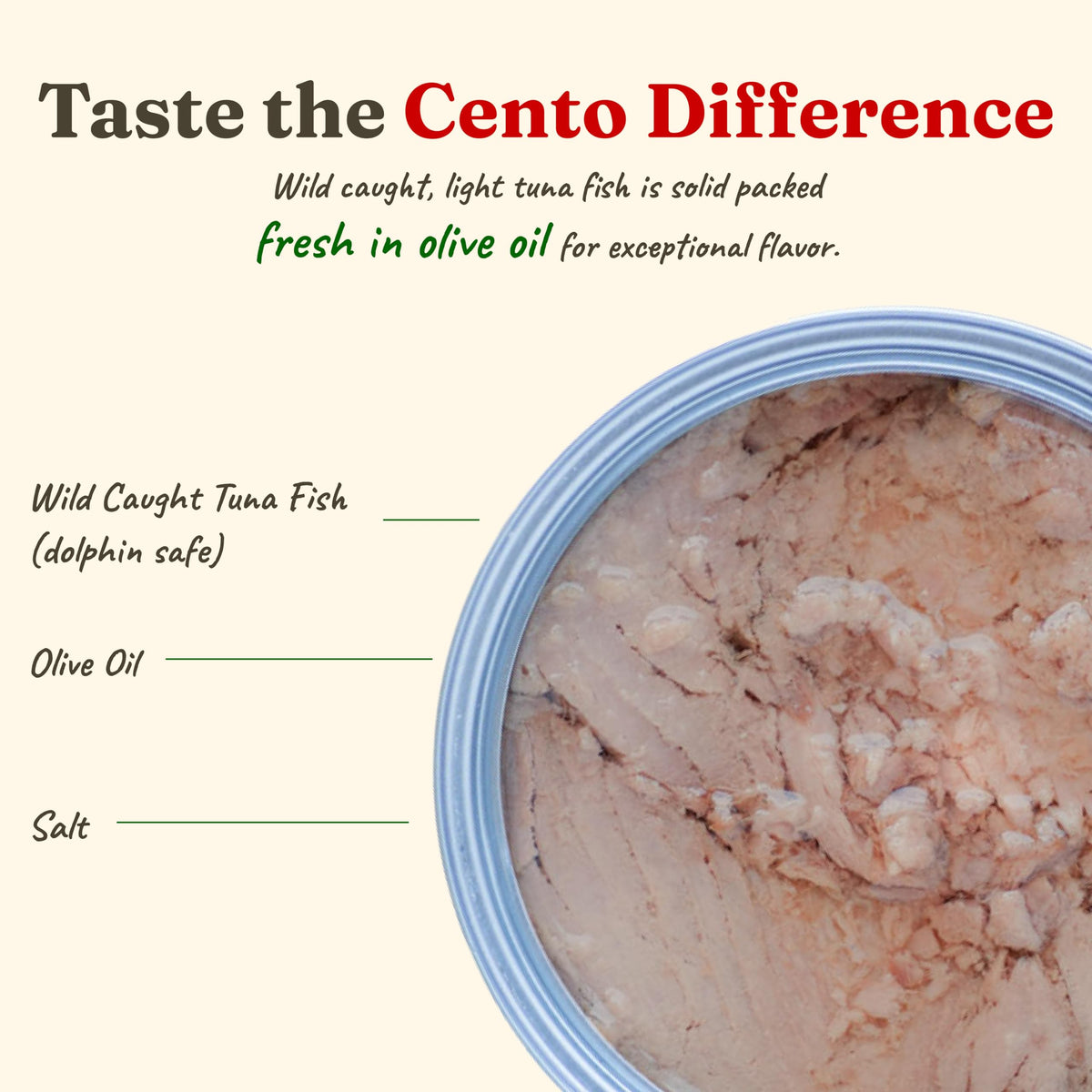 Cento Solid Pack Light Tuna in Olive Oil – MSC Certified, Wild-Caught, 5 oz (Pack of 24) High Protein