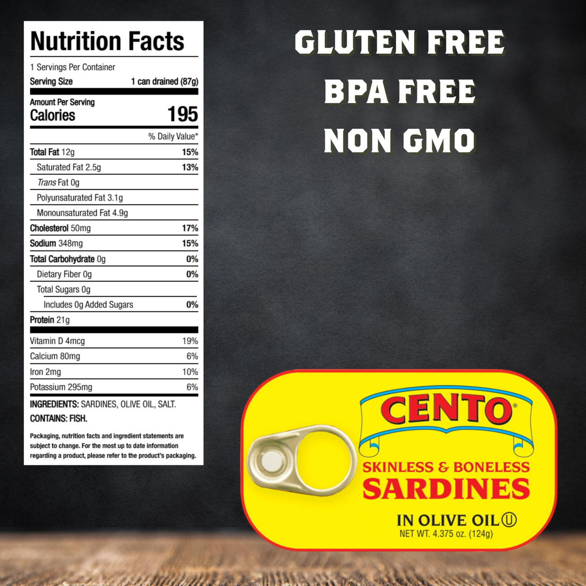 Cento Skinless & Boneless Sardines in Olive Oil – Pack of 25 (4.375 oz) Pull-Top