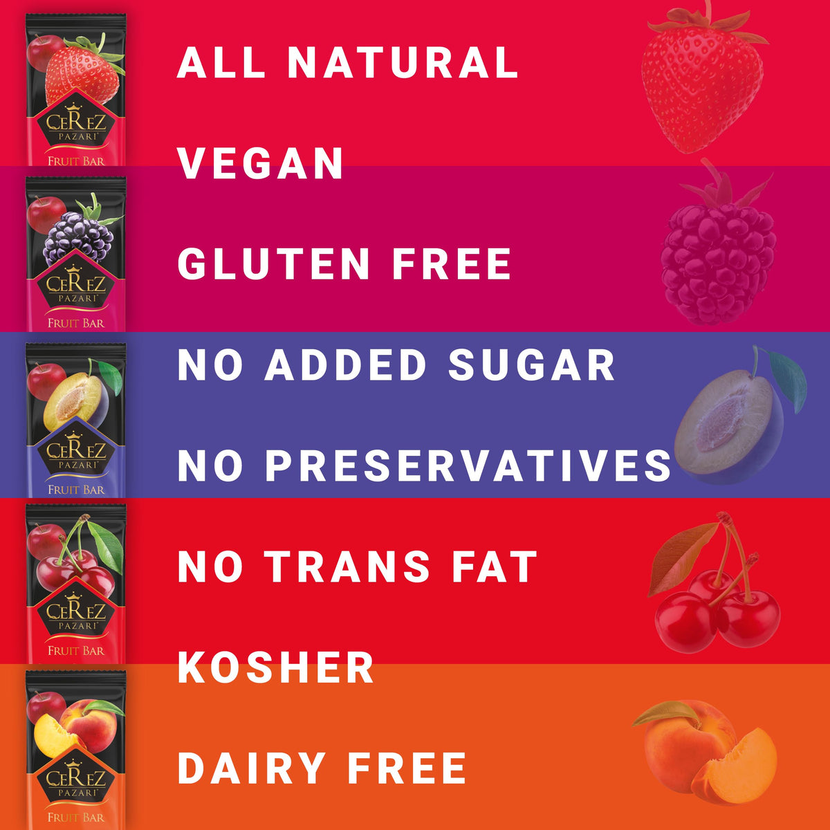 Cerez Pazari Fruit Leather Snacks Variety Pack – Vegan & Gluten-Free, 35 x 25g