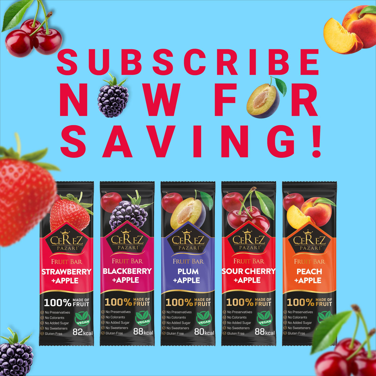 Cerez Pazari Fruit Leather Snacks Variety Pack – Vegan & Gluten-Free, 35 x 25g