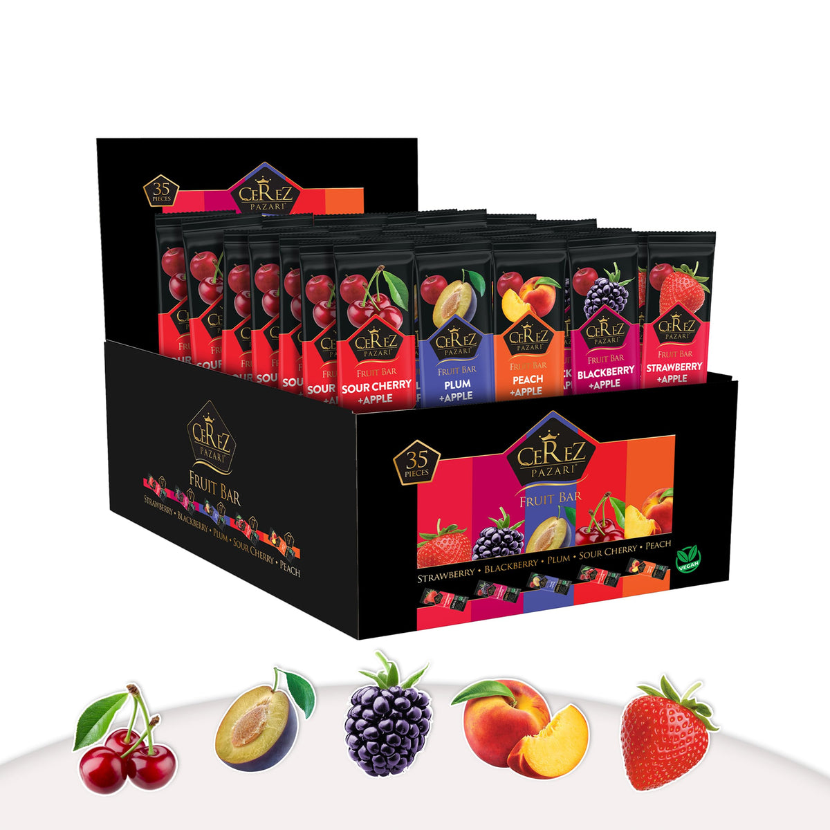 Cerez Pazari Fruit Leather Snacks Variety Pack – Vegan & Gluten-Free, 35 x 25g
