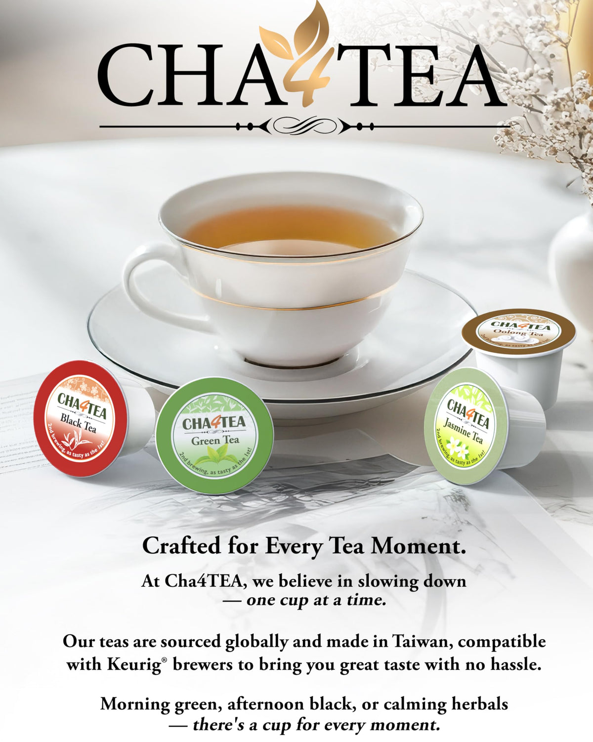 Cha4TEA 36-Count Matcha Green Tea Pods for Keurig – Authentic Japanese Matcha