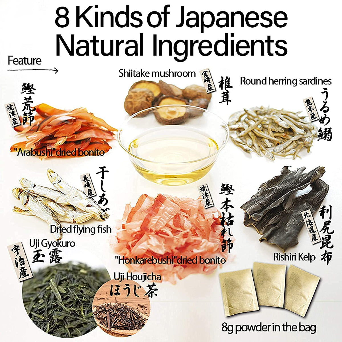 Chaganju Dashi Umami Powder Soup Stock – Japanese Dashi with Bonito, Kelp & Mushroom (8g x 30 Packets)